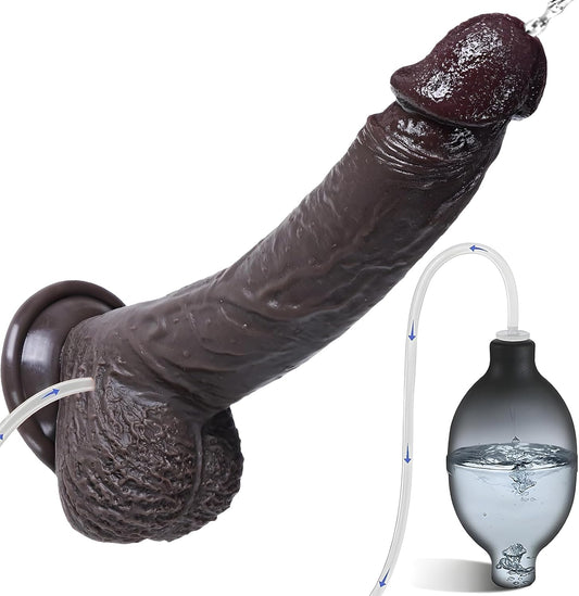 Dildos Squirting Dildo Ejaculating Toy, 8.5Inch Realistic Dildos Soft Feel like Real Skin, Silicone Anal Dildo with Strong Suction Cup for G Spot Anal Play, Adult Sex Toys for Women（Brown） - SinfulX - 