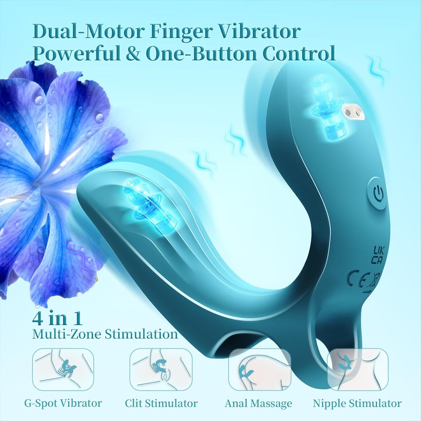 DualiX Dual Motor Finger Vibrator 10 Modes Waterproof - SinfulX - Personal Care > Sexual Wellness > Finger Vibrator