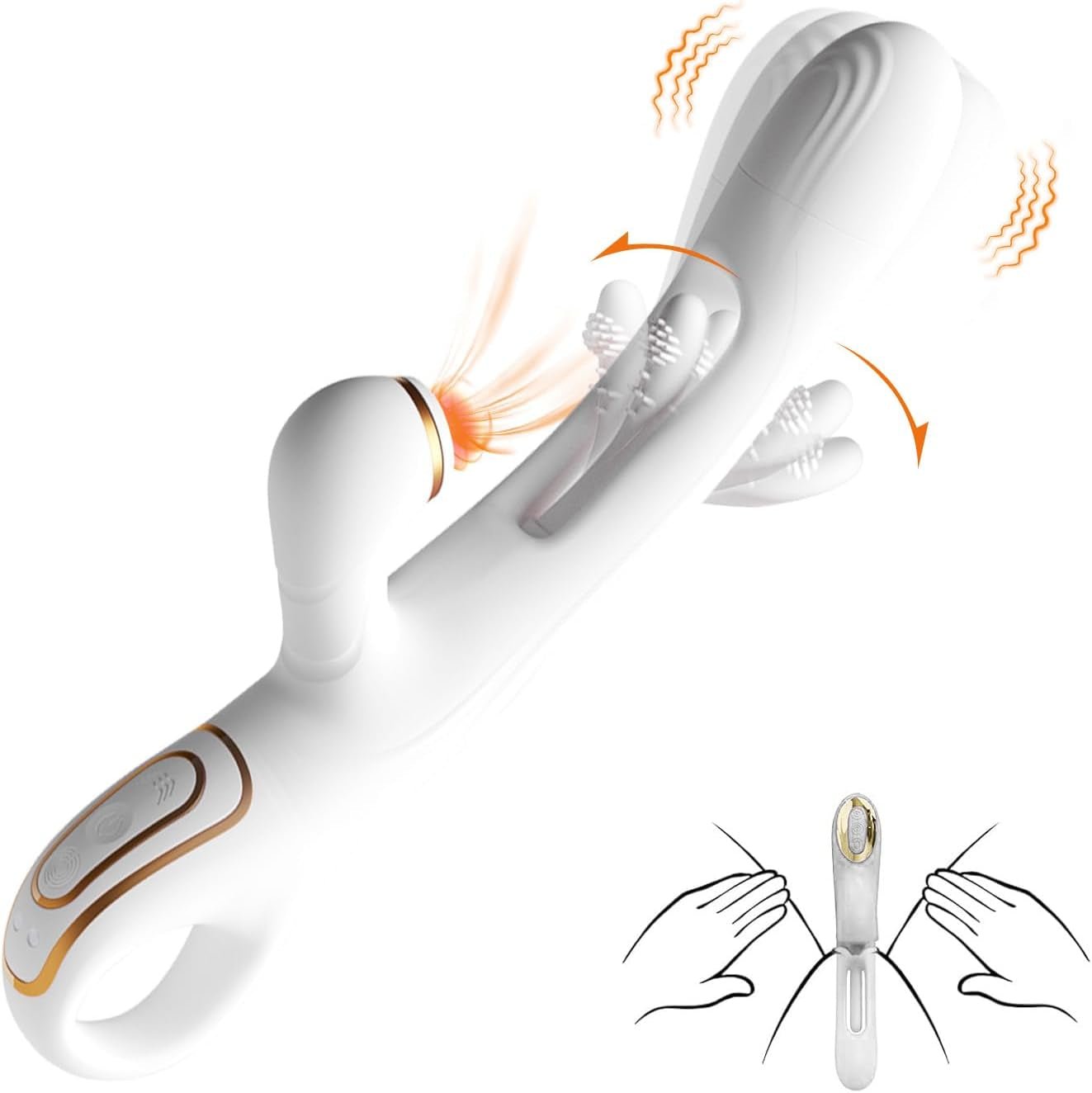 Clit Sucking Vibrator Penis Rabbit Luxe Wand Sex Toy for Women Suction Licking Vibe Nipple Gspot Vibrating Dildo Clitoris Stimulator Massager Powerful G Spot Flapping (White) - SinfulX - 