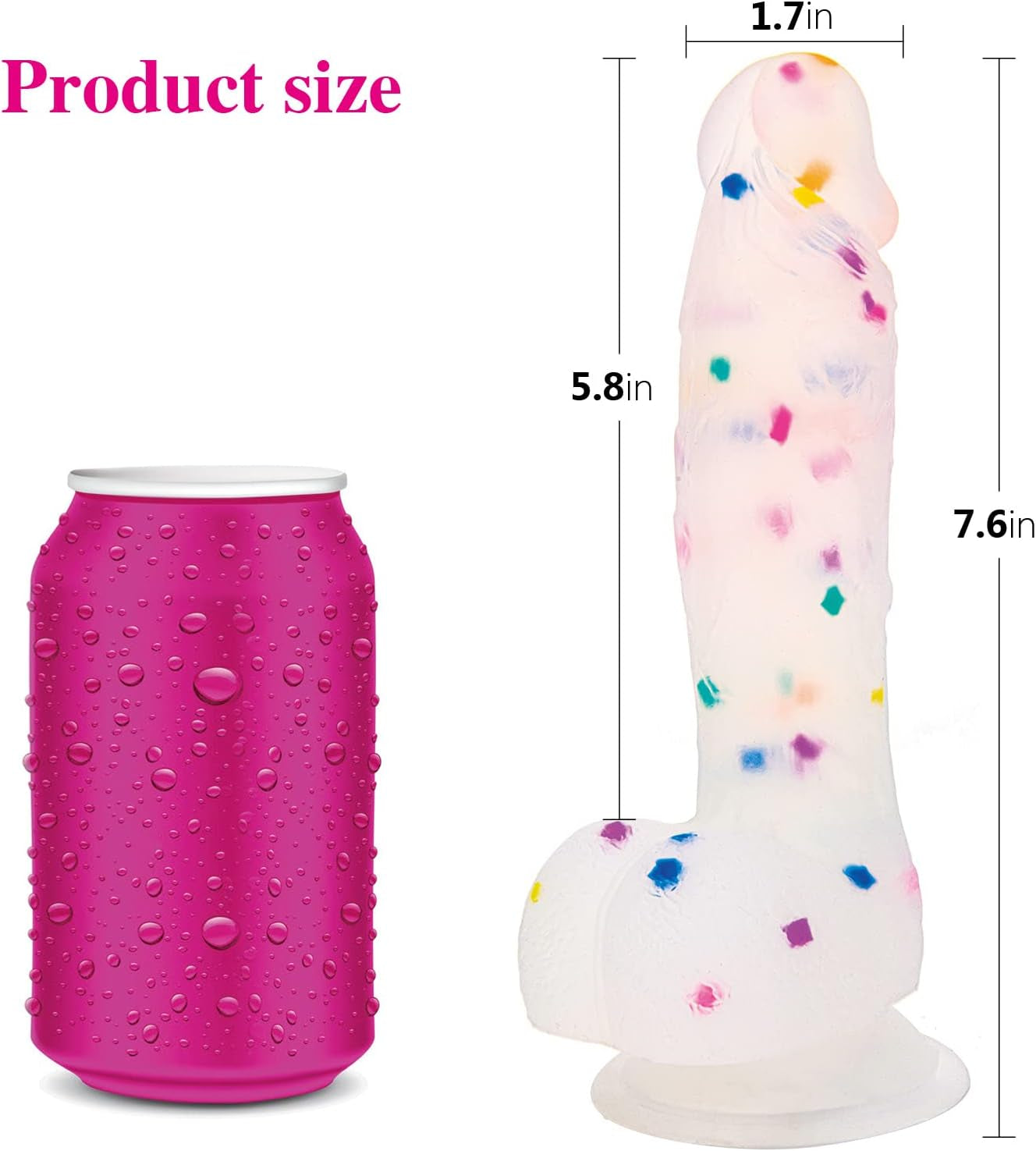 Realistic Clear Dildo for Beginners, 7.6 Inch Silicone Thick Dildo with Strong Suction Cup for Vagina & Anal Play, Adult Sex Toy for Women Masturbation