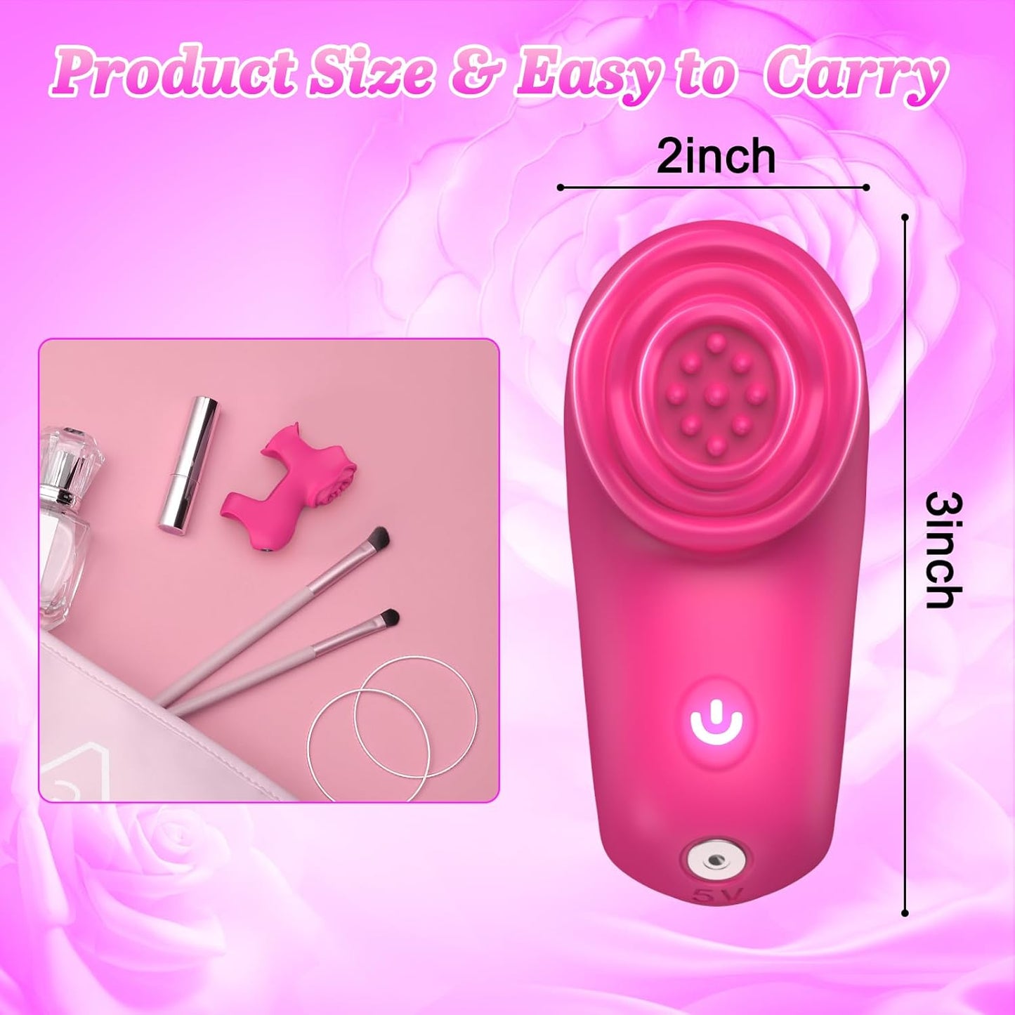 Finger Vibrator Adult Sex Toys - Mini Vibrator Rose Toy with 5 Vibrating + 9 App Modes, Clitoral Nipple Stimulator with Two Vibration Zones, Adult Sex Toys Clitoral Vibrator for Women Couples