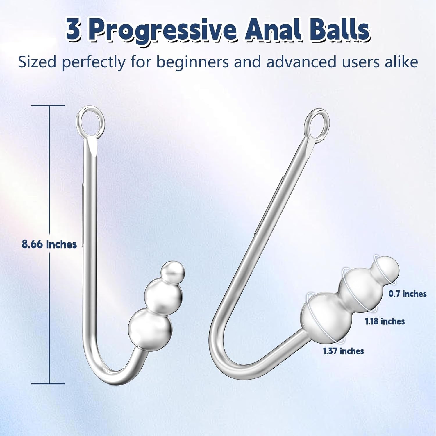 Vibrating Anal Hook Anal Plug, 3 Balls Anal Vibrator Anal Trainer Butt Plug with 9 Vibration Modes, Metal Anal Dilator Vagina Hook G Spot Stimulator SM Sex Toys for Beginners Gay Women Couples - SinfulX - 