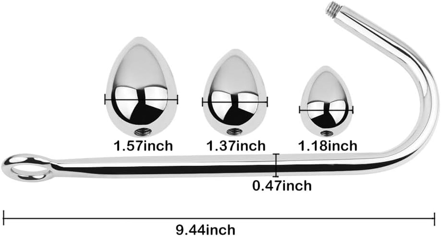 3 Interchangeable Balls Stainless Steel Heart Anal Hook Fetish Bondage Hook Sex Toy for Unisex Adults Couple Lovers Butt Plug Prostate Massage G - Spot - SinfulX - 