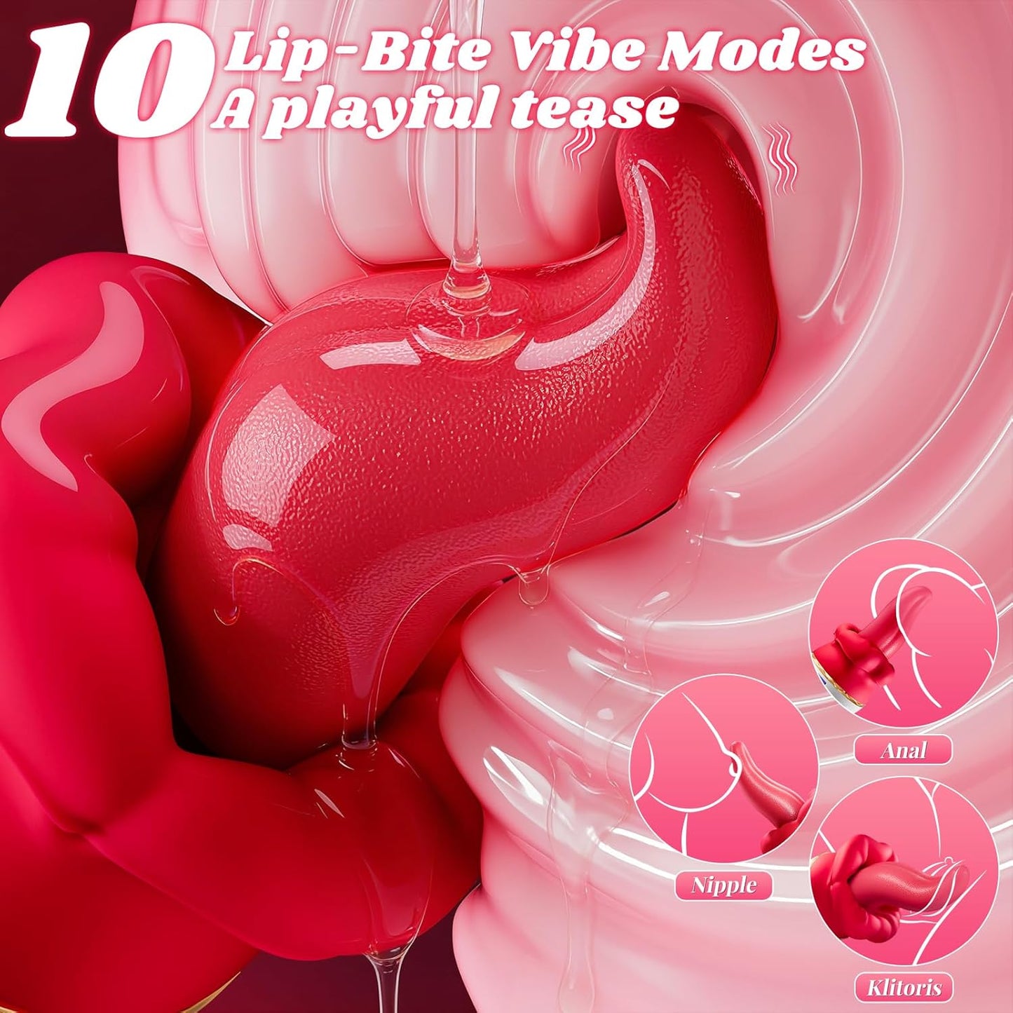FlorixaWave 5 - in - 1 Rose Tongue Vibrator 10 Modes Clit Toy - SinfulX - Personal Care > Sexual Wellness > Tongue Vibrator