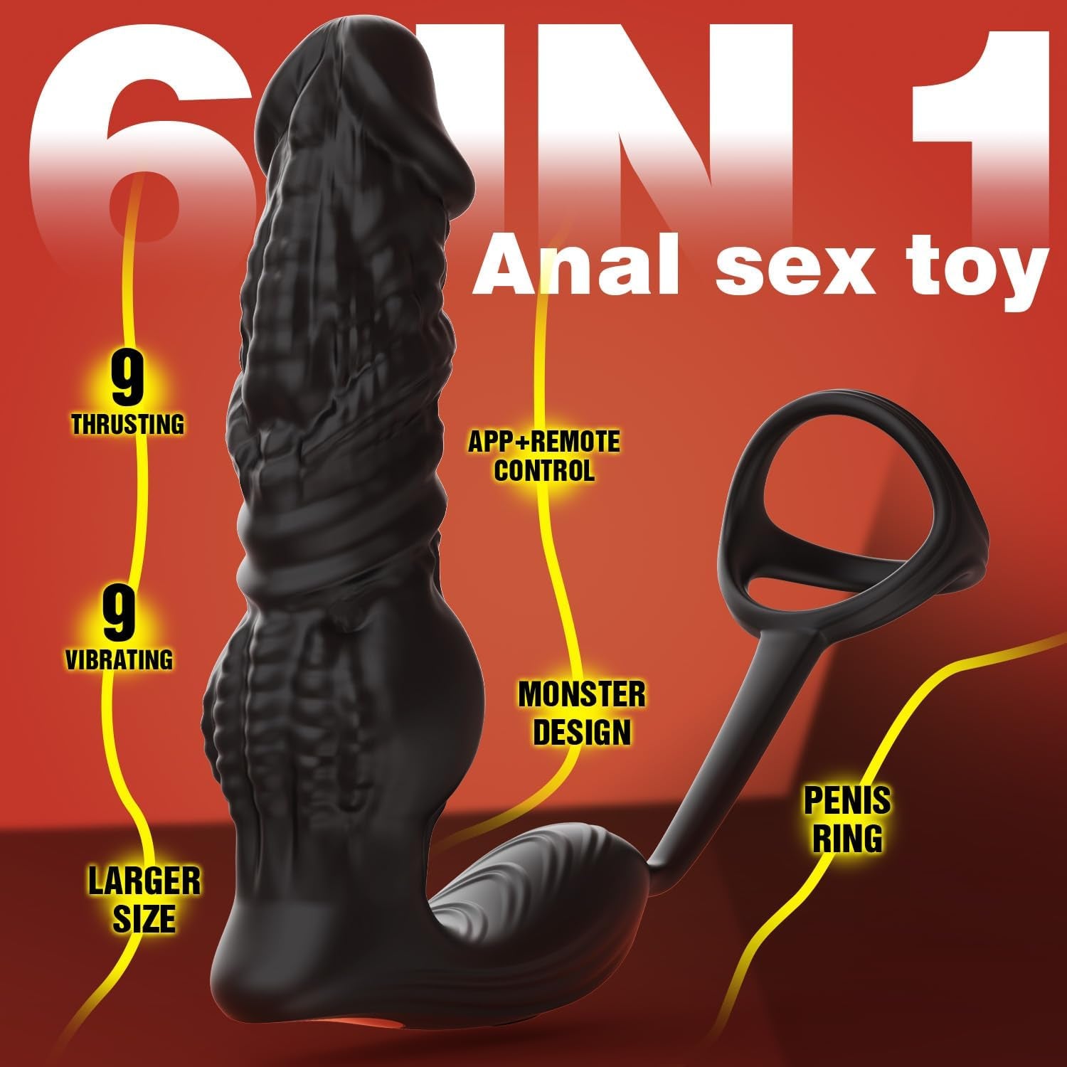HyperThrust Thrusting Prostate Massager Cock Ring 9 Modes App Remote - SinfulX - Personal Care > Sexual Wellness > Prostate Massager Cock Ring
