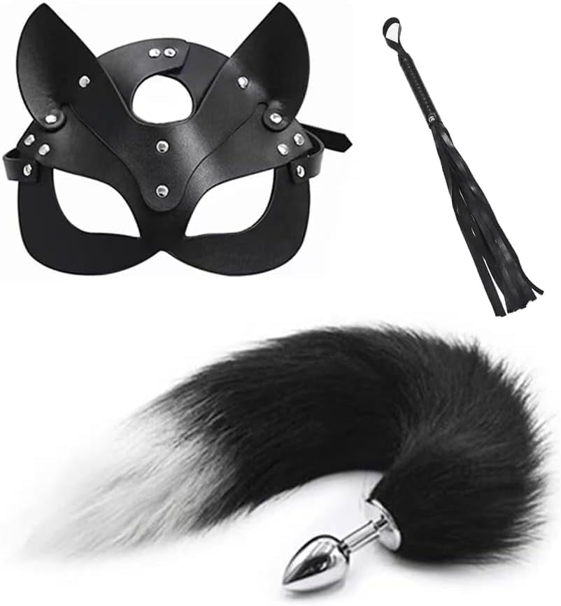 FeralFox Fox Tail Plug Mask Whip BDSM Set - SinfulX - 