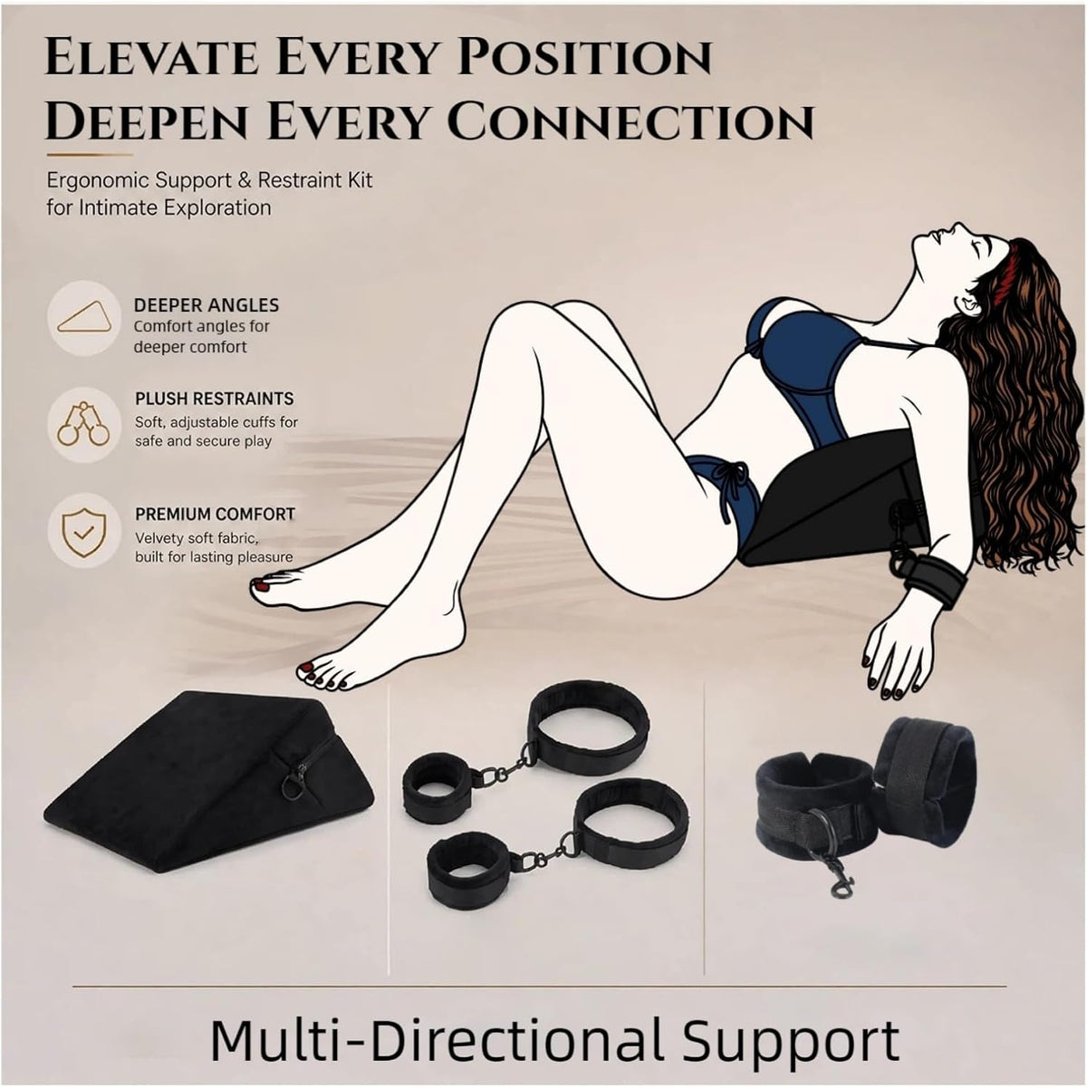 VelvetBind Sex Position Pillow & Bondage Cuffs Kit - SinfulX -