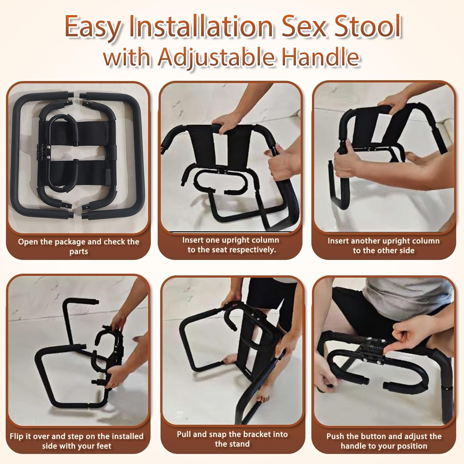 Multifunctional Sex Position Enhancer Chair BDSM Toy Sex Bench with with Adjustable Handrail & Bouncing Mount Seat, Weightless Riding Sex Stool for Couples Adult Novelty Sex Toys - SinfulX - 