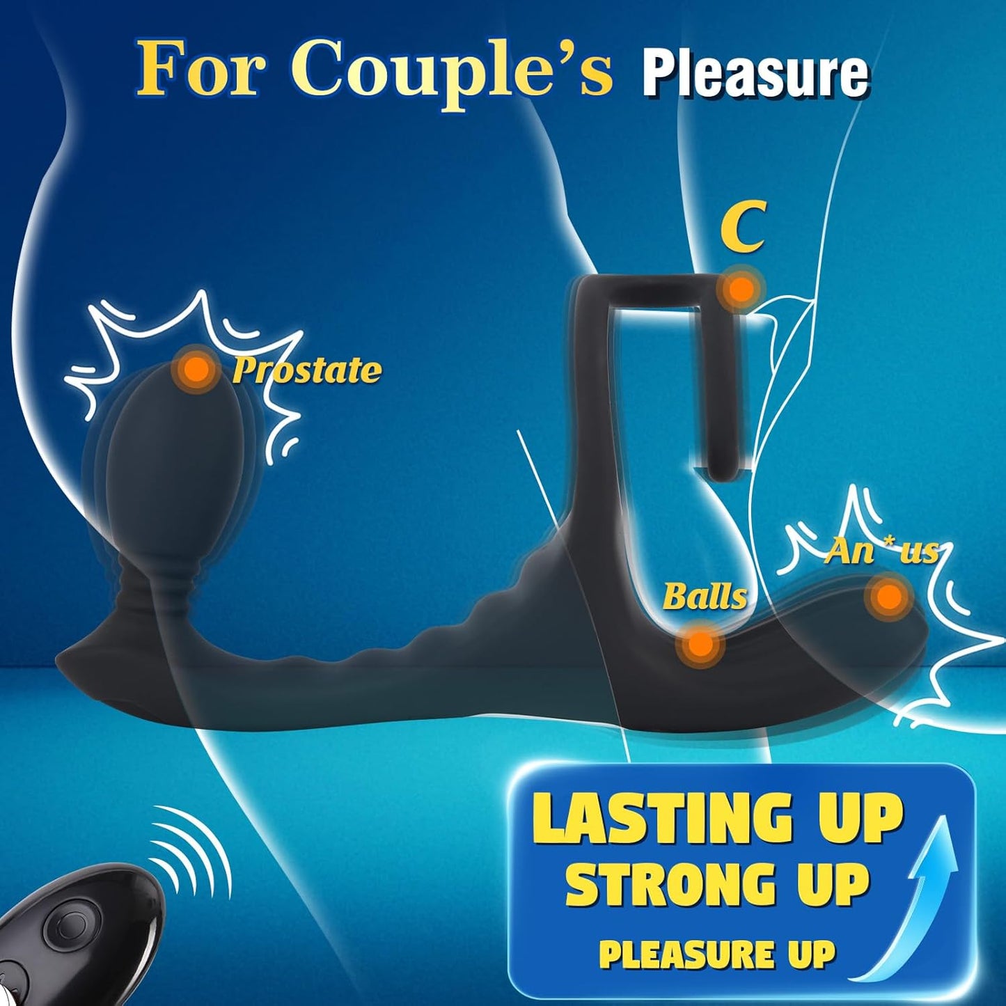 Vibrating Butt Plug Prostate Massager Sex Toys,4-In-1 Anal Vibrator Dildo with 7 High Pulse Vibrating Cock Ring for Testicles Perineum Stimulator, Adult Male Sex Toys Remote Control Vibrator for Men