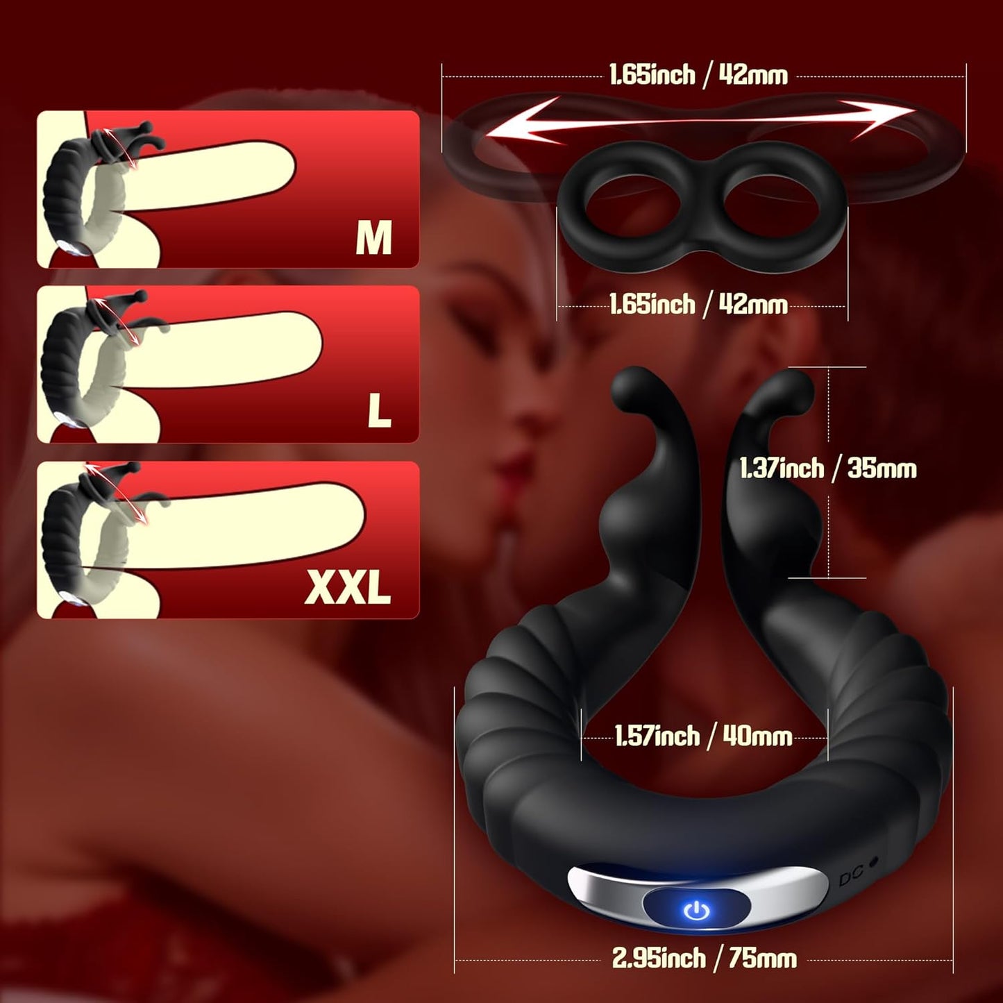 ClaspWave Cock Ring Bunny Clit Stimulator 10 Modes Silicone - SinfulX - Personal Care > Sexual Wellness > Couples Cock Ring