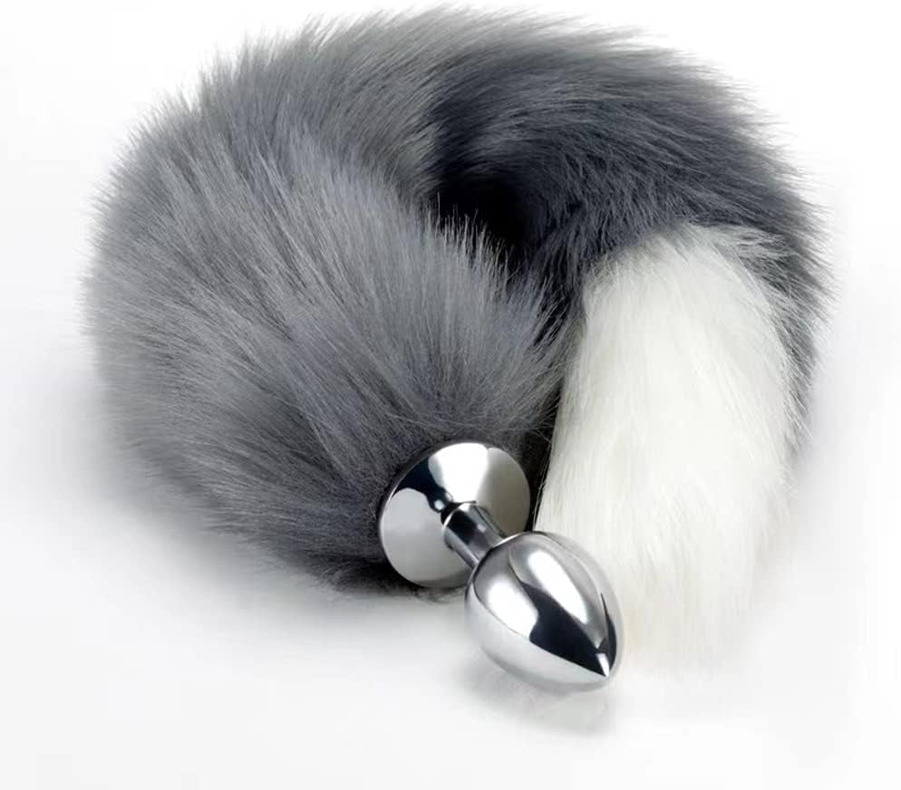 SilverFrost Small Steel Tail Butt Plug Gray White - SinfulX - 