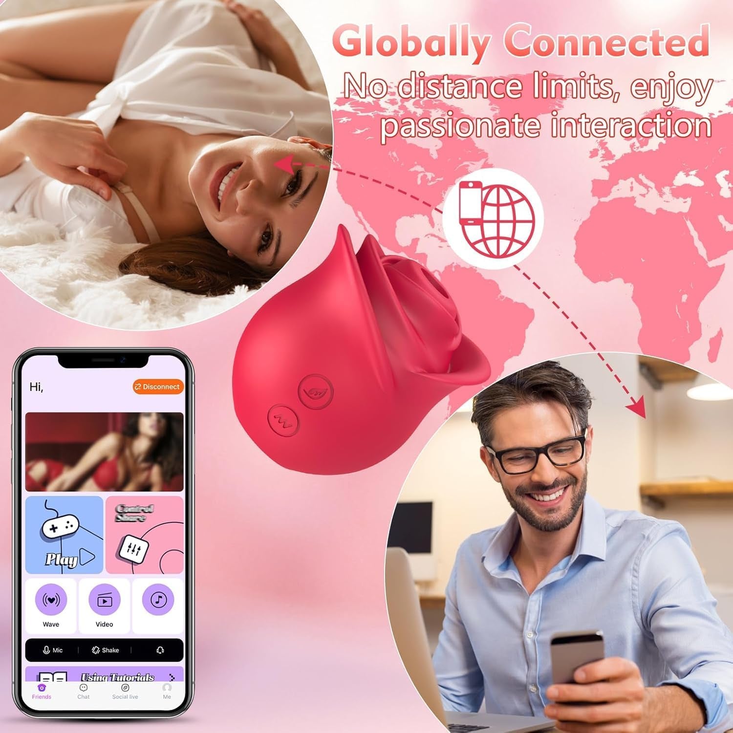 Rose Sex Toy Sucking Vibrator - Rose Adult Toys Clit Sucker Women Sex Toy APP Control Vibrator with 10 Sucting Modes for Clitoral Nipple G Spot Oral Sex Stimulation, Female Sex Toys Women Couples - SinfulX - 