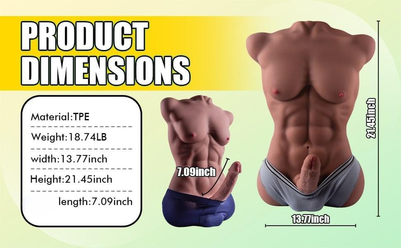 Male Sex Doll with Thrusting Dildo Tight Anal, Full Size Sex Doll Strong Men'S Body with Muscle Abs for Women Gay, Adult Toys Female Masturbation Sex Toys for Women Gay - SinfulX - 
