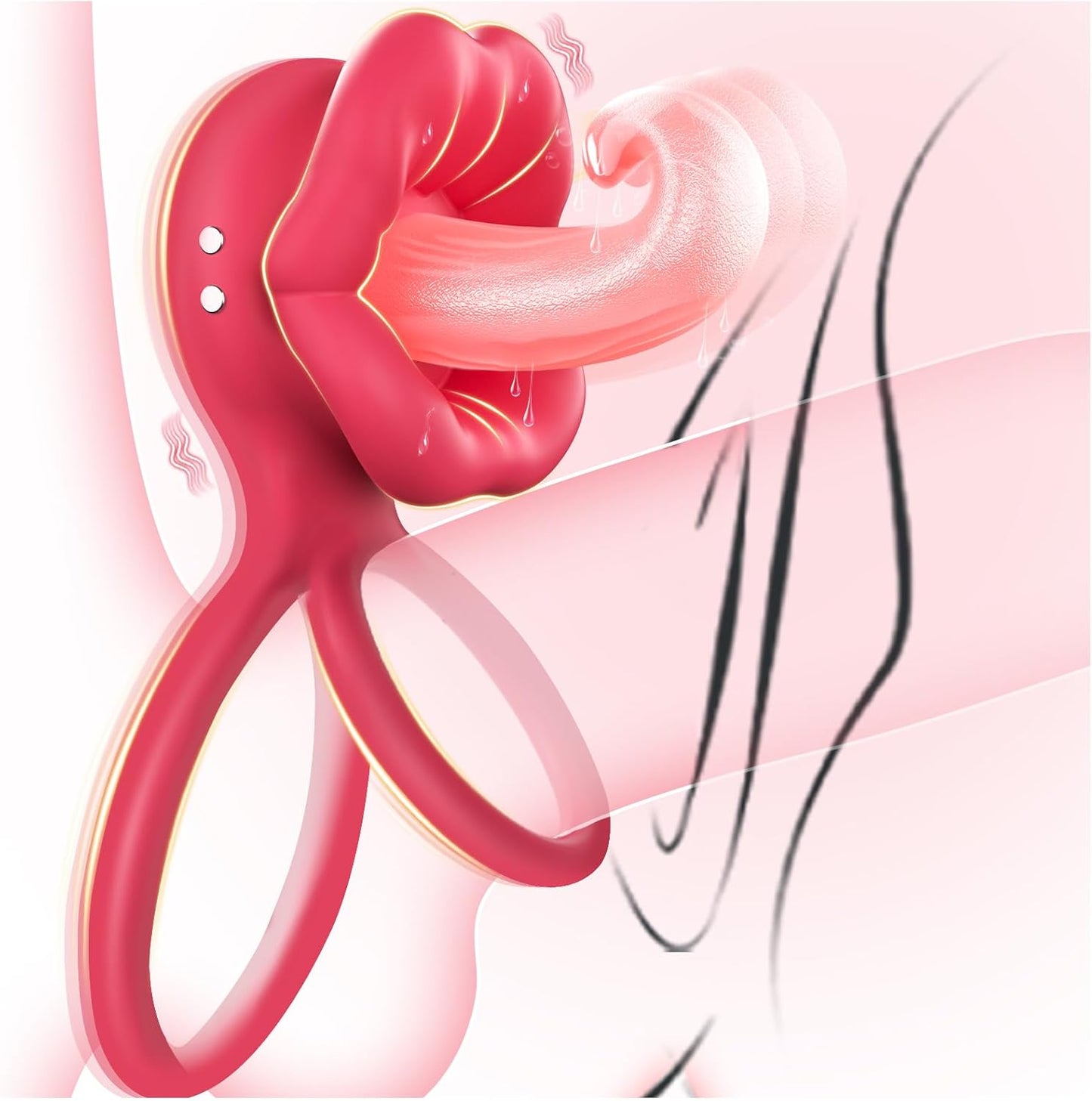 Vibrating Cock Ring with Lifelike Tongue Clitoral Stimulator, Male Pleasure Penis Ring Vibrator, Couples Adult Sex Toys Games for Men Women,  10 Vibrations BDSM Kinky Couple Sex Toy Erection