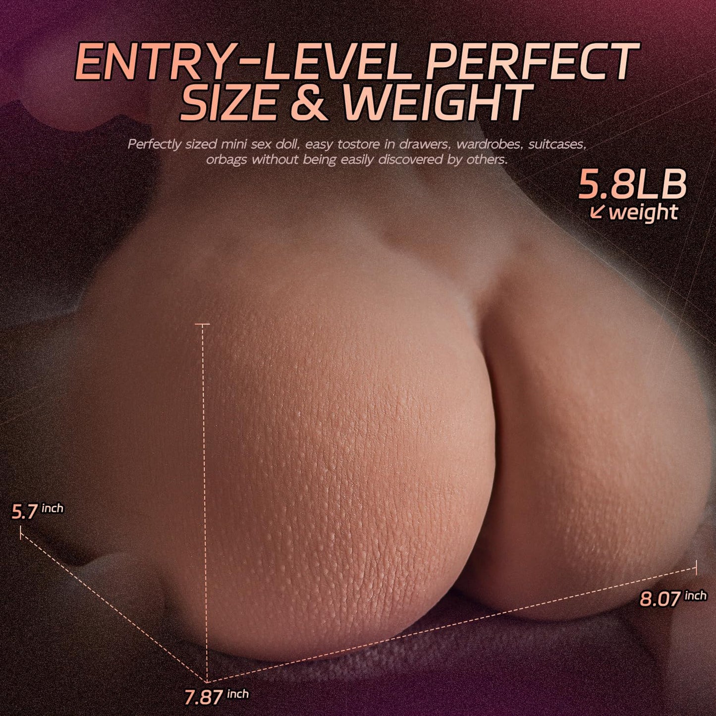 Male Masturbator Sex Doll for Men Pocket Pussies Realistic Adult Sex Toys for Men, 5.8LB Entry - Level Ass Lifelike Soft Butt with Vagina and Anal Channel for Several Sex Positions (Wheat) - SinfulX - 
