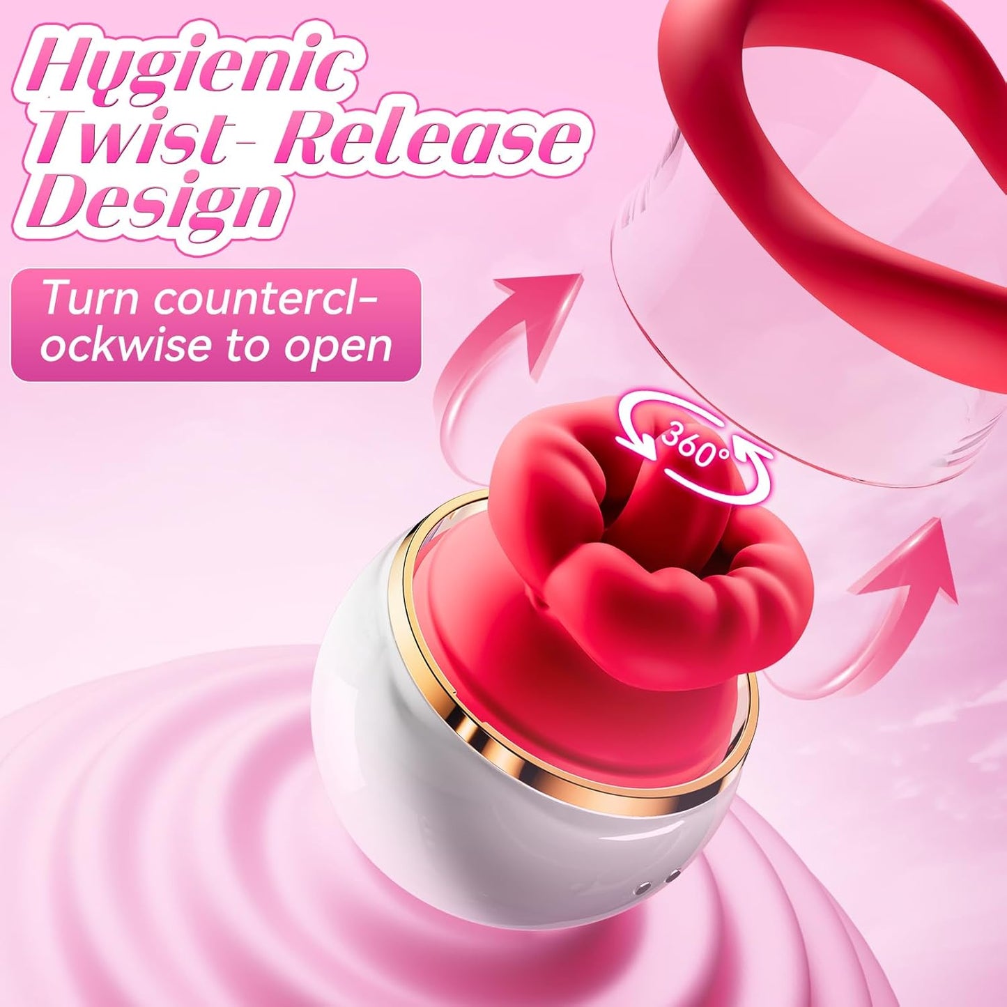 Sucking Vibrator Rose Sex Toy - 5 in 1 Kiss Lover Women Sex Toys Mouth Vibrator Tongue Toy with LCD, 10 Sucking & 10 Tongue Licking & 10 Vibrating, Clit Nipple & Anal Toys for Female Couples - SinfulX - 