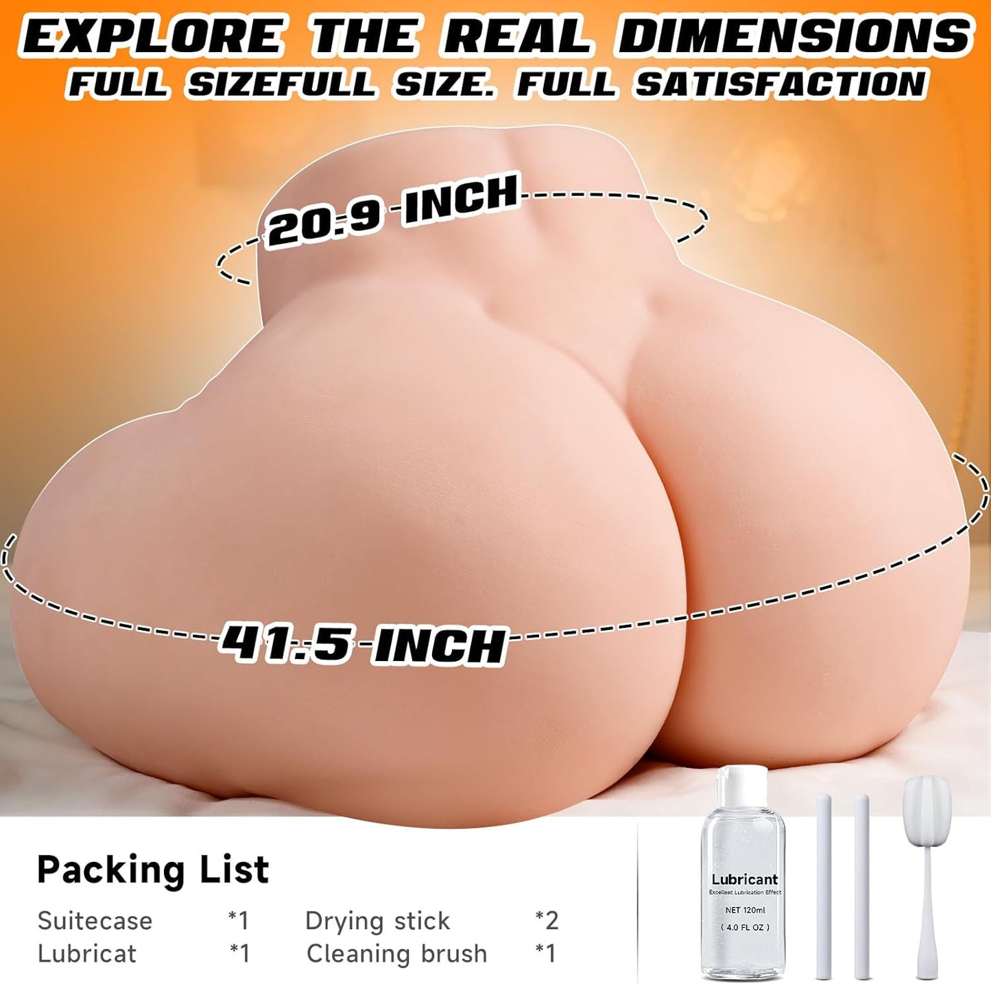 BBW Sex Doll Big Ass Male Sex Toys with Luggage, 36LB Realistic Plump Cheek Sex Dolls Masturbator & Dual - Layer Bouncy Butt, Tight Vagina & Anal Channels Adult Sex Toy Storker for Men Lifelike Pressure - SinfulX - 