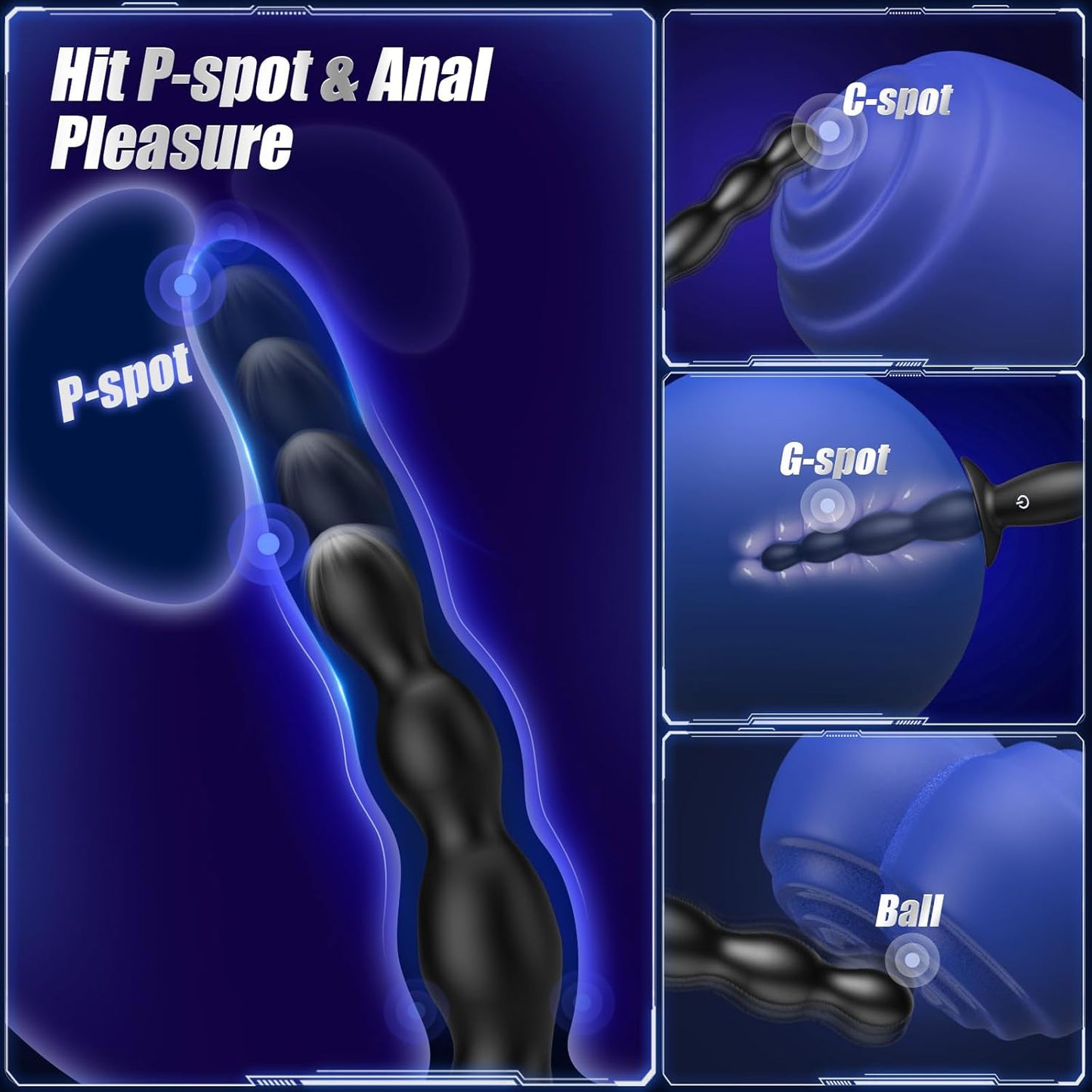 Anal Vibrator Prostate Massager - Beginner-Friendly 10 Vibrating Butt Plug Anal Beads with APP Control, Flexible Soft Silicone Anal Toys Waterproof Male Sex Toys for Men Women Couples