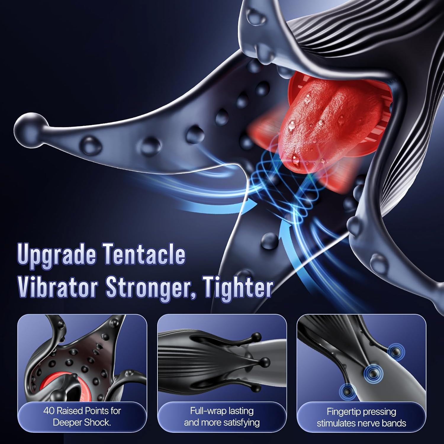 Male Sex Toy Penis Vibrator - Male Masturbator Sex Toys for Men Stroker with 10 Licking & Vibrating for Glans Nipple 360° Wrapped Stimulation, Tentacle Vibrator Adult Toy Edible Items - SinfulX - 