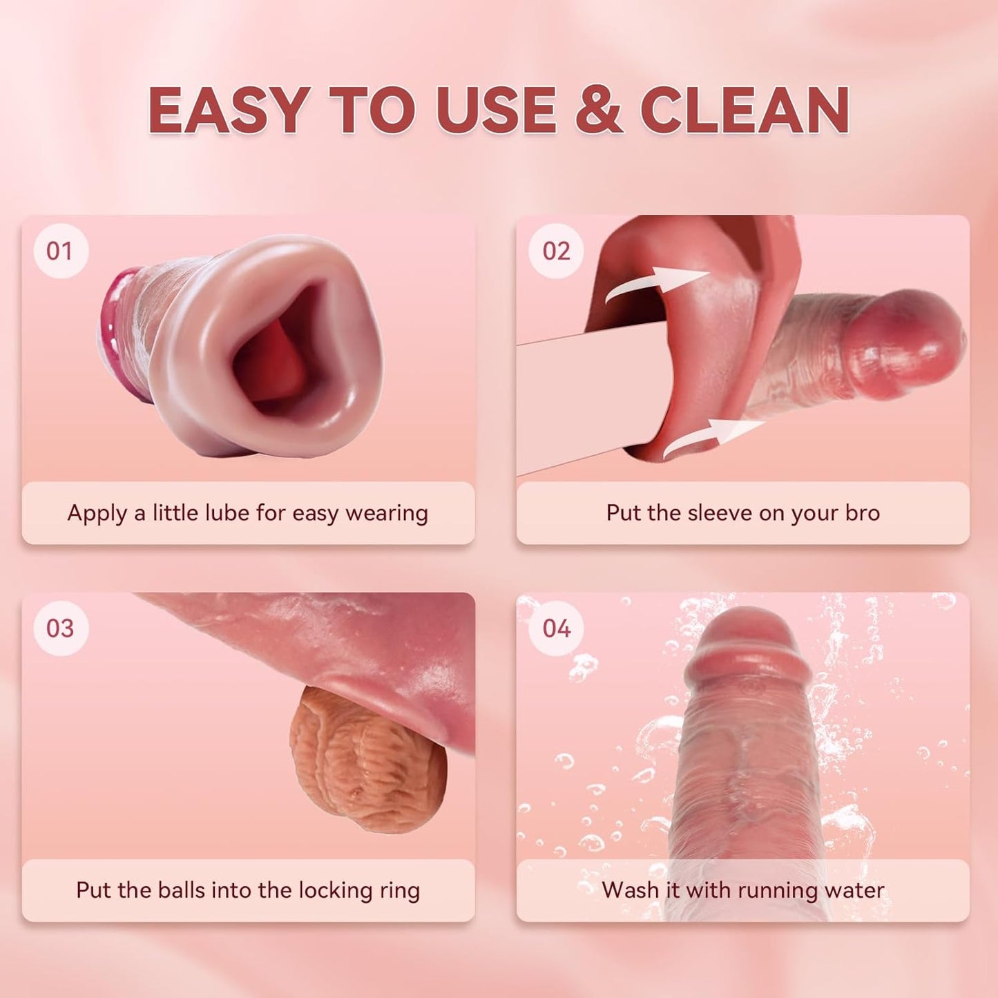 Pennis Extender Cock Sleeve Vibrator Sex Toys - Realistic Penis Sleeve Girth Enhancer, Silicone Penis Ring Vibrating Cock Ring to Delay Ejaculation Stronger Erection for Men Couples - SinfulX - 