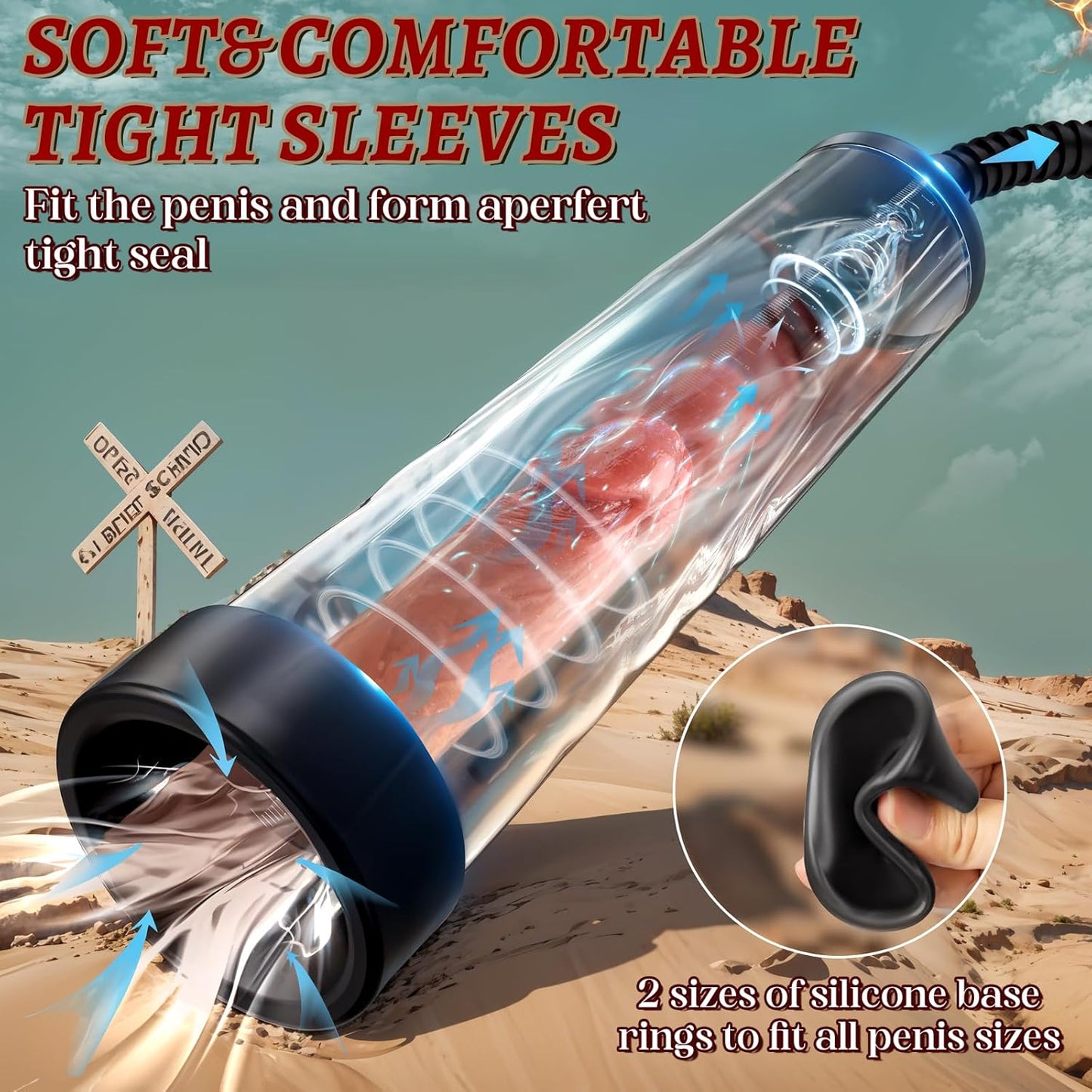 Penis Pump with Realistic Mouth, Manual Vacuum Penis Extender Male Masturbator,Sex Toys Sexual Stimulation Device for Erection, Ed,Adult Male Sex Toys for Men, Mouth Sex Toy (Regular Style) - SinfulX - 
