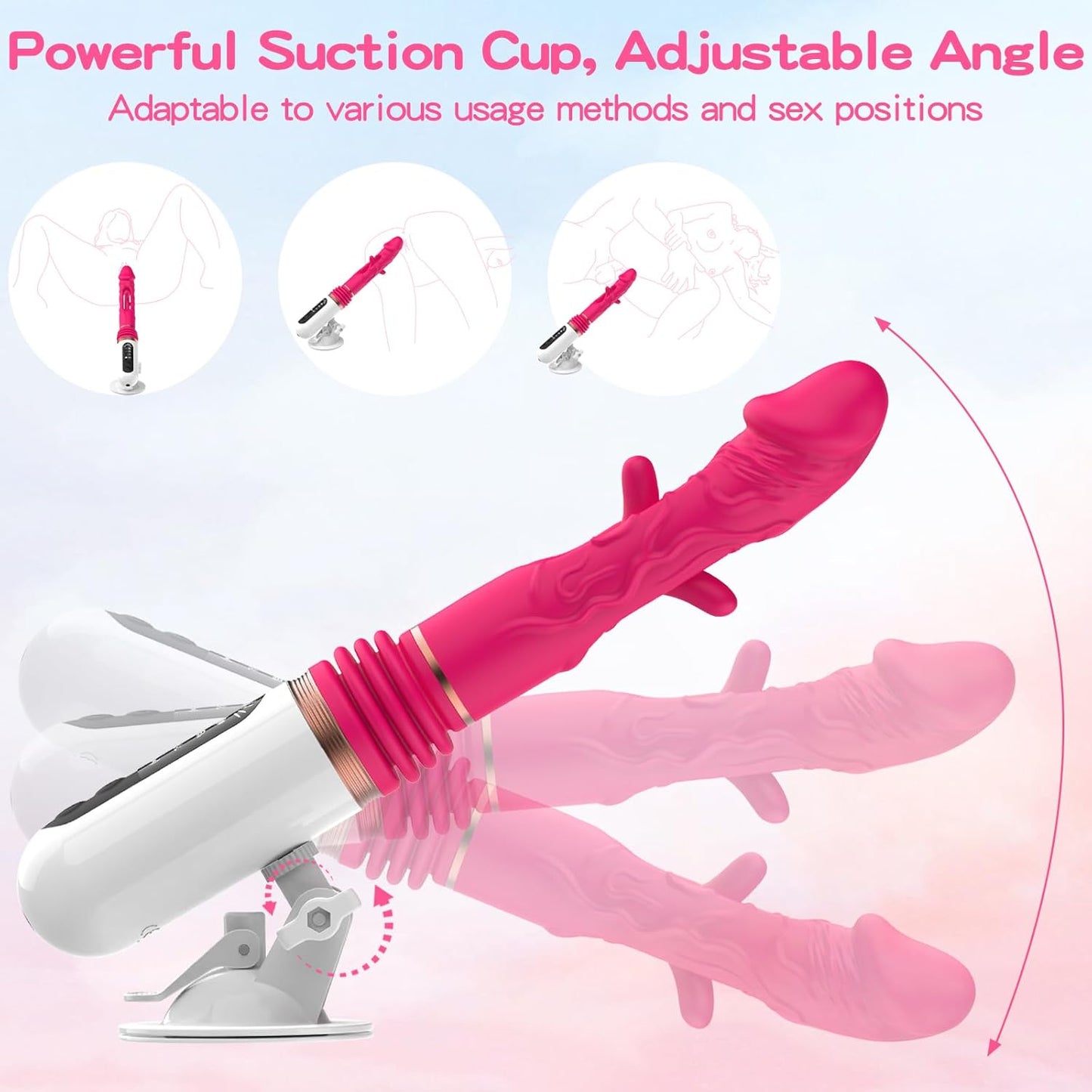 Thrusting Dildo Vibrator with Suction Holder - Sex Machine Adult Sex Toys | Automatic Dildos Vibrator with Tongue Flapping & Thrusting & Vibrating, Anal/G Spot Thrusting Machine for Women Men Couple - SinfulX - 