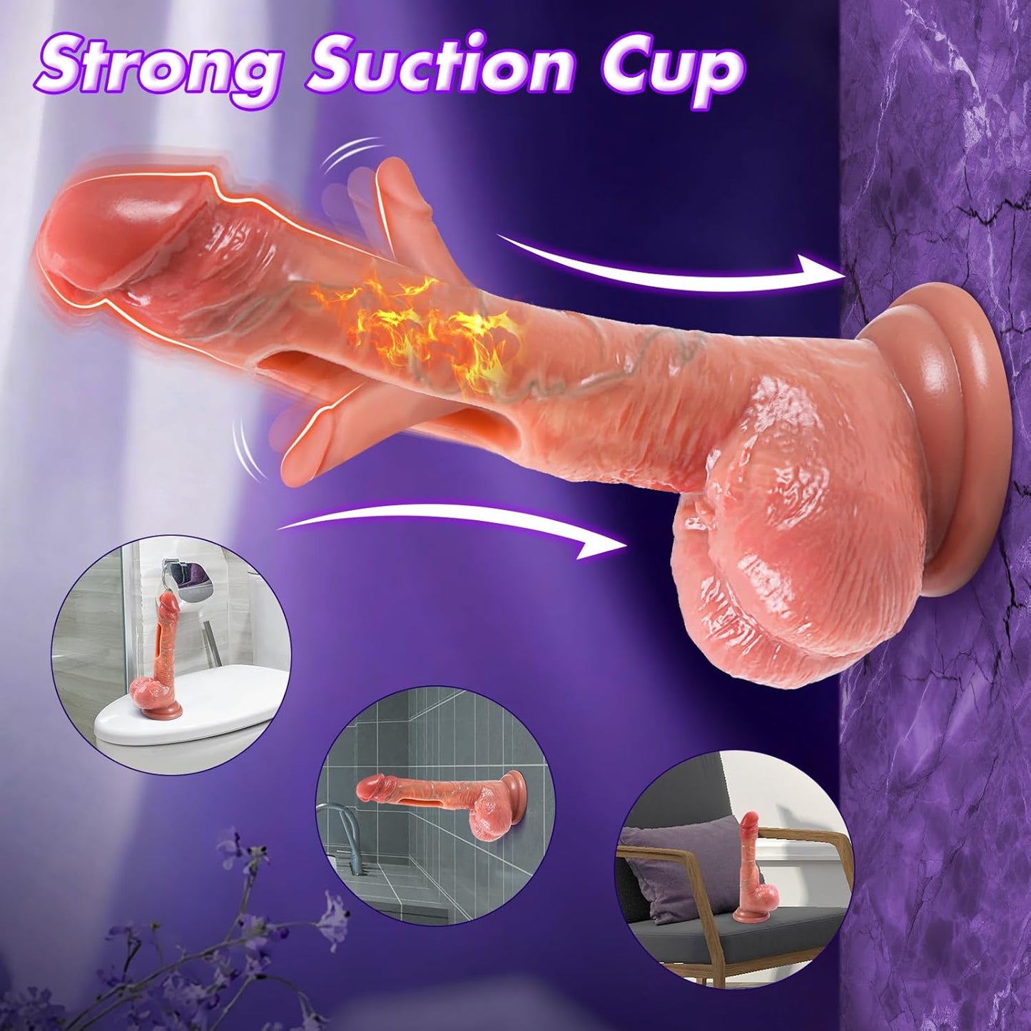 8.5'' Vibrating Realistic Dildos Sex Toys - Silicone Anal Dildo with 9 Flapping & 9 Vibrating & Heating, Strong Suction Cup G Spot Vibrator Dildo for Vagina Anal Stimulation, Adult Toys for Women Men - SinfulX - 