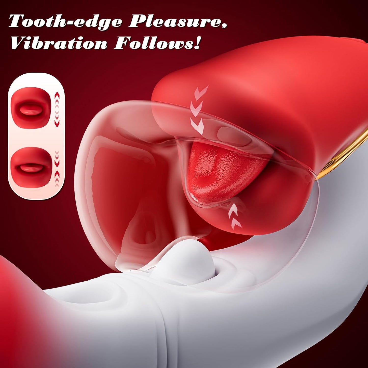 Vibrator Dildo Women Sex Toys - Adult Toys G Spot Vibrator with 10 Dual Flapping Vibration & 10 Licking Biting, Tongue Vibrator Rose Toy for Clit Nipple Stimulator Adult Toy for Female Couples Games - SinfulX - 