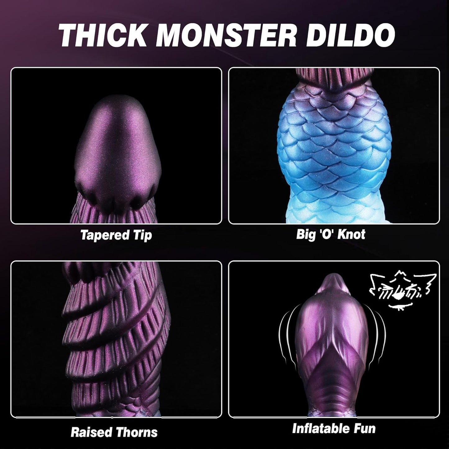 Inflatable Dildo Monster Knot Dildo, Fantasy Inflatable Butt Plug Horse Dildos with Adjustable Thickness, Thick Knotted Anal Dildos with Super Strong Suction Cup, Adult Sex Toys for Women Men - SinfulX - 