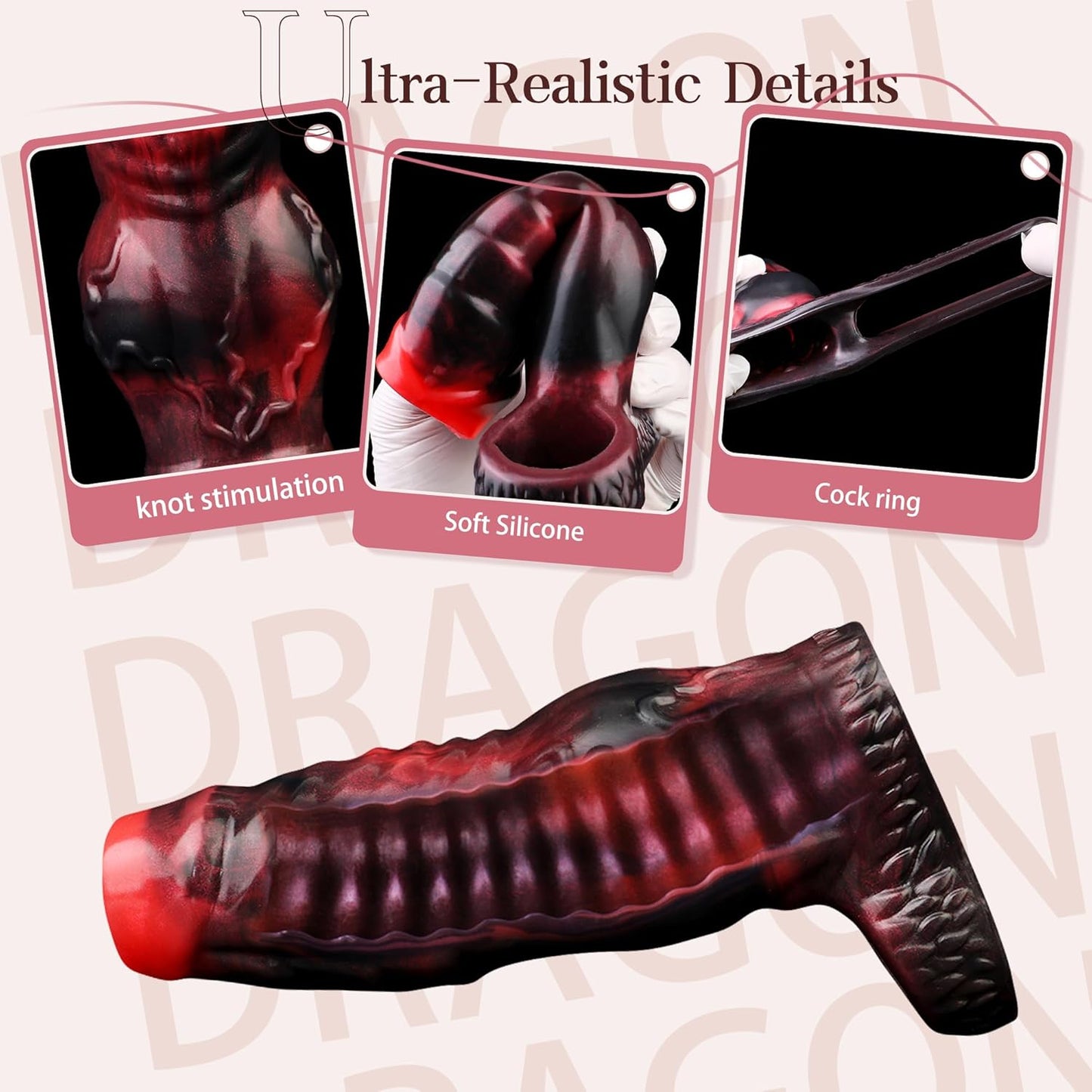Dragon Penis Sleeve Cock Sleeve for Men, Soft Silicone Enhancer, Reusable Extension Sleeve for Stimulation and Endurance, Realistic Veins, Enhancer for Girth and Length, Perfect for Solo or Couple Use - SinfulX - 
