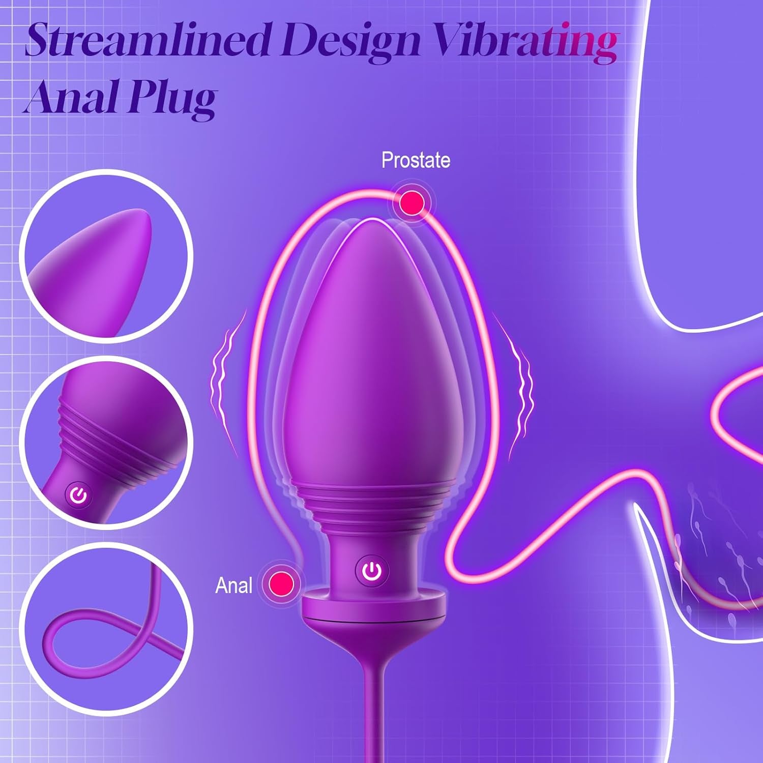 Couples Sex Toys Vibrating Dildo Anal Plug Set, G Spot Detachable Double - Ended Dildos Vibrator Butt Plug for Clitoral Prostate Stimulation, 3 in 1 Adult Toys for Women Men Sex Games - SinfulX - 
