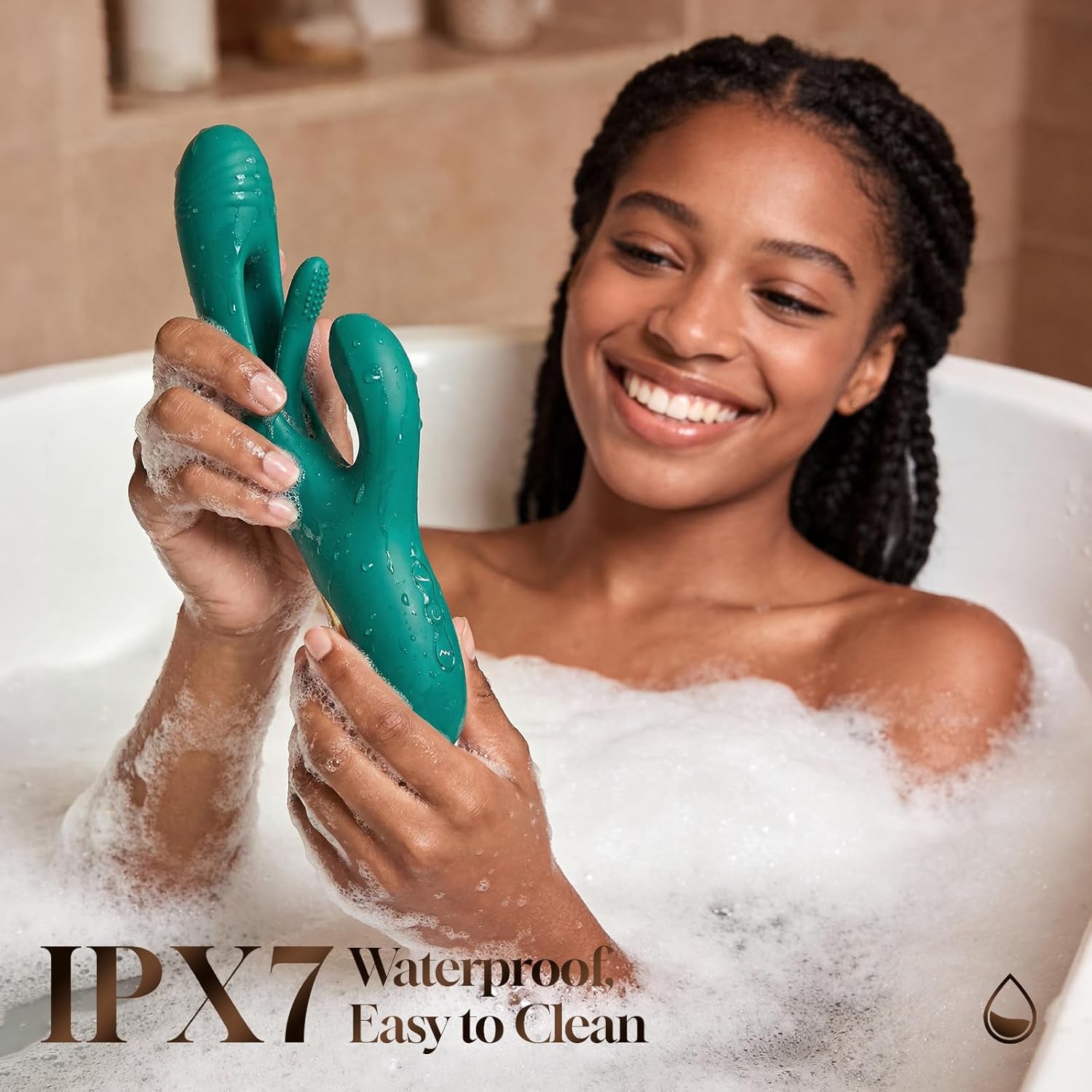 Vibrator Dildo Rabbit Sex Toys - G Spot Vibrator Massager for Women Clitoral Nipple Stimulation, 3 in 1 Sex Toys with 14 Vibration & 7 Tongue Licking Flapping, Adult Product Aurieel (Green) - SinfulX - 