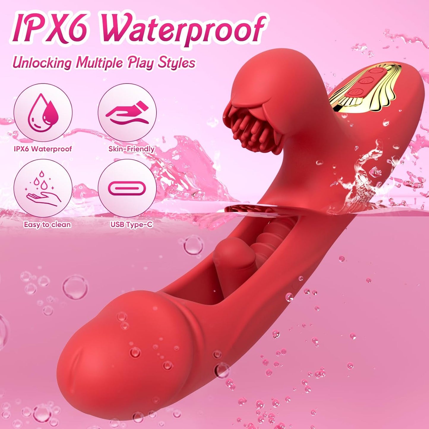 AvenraCore Thrusting Licking Brush G - Spot Vibrator 3 - in - 1 10 Modes - SinfulX - Personal Care > Sexual Wellness > Tongue Vibrator