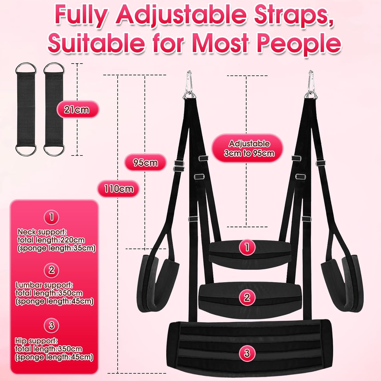 StratavaX Heavy Duty Sex Swing 500lb Adjustable - SinfulX - Personal Care > Sexual Wellness > Sex Swing