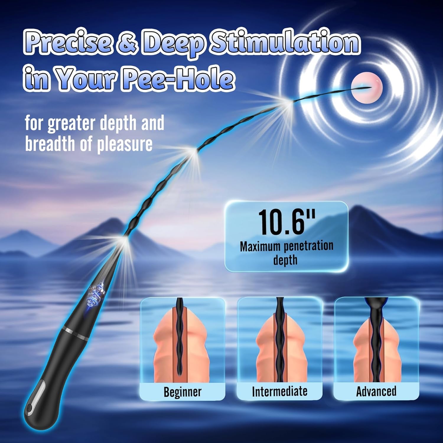 VantaRod Vibrating Urethral Sound Rod 10 Modes - SinfulX - Personal Care > Sexual Wellness > Penis Plug
