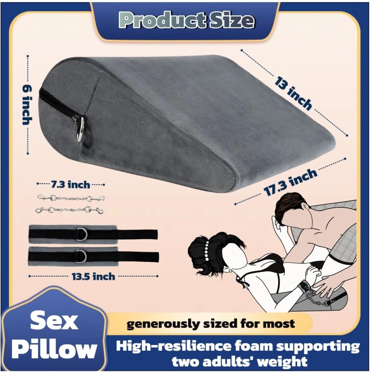 StealthBond Foam Sex Pillow with Handcuffs Support Set - SinfulX - Personal Care > Sexual Wellness > Sex Pillow