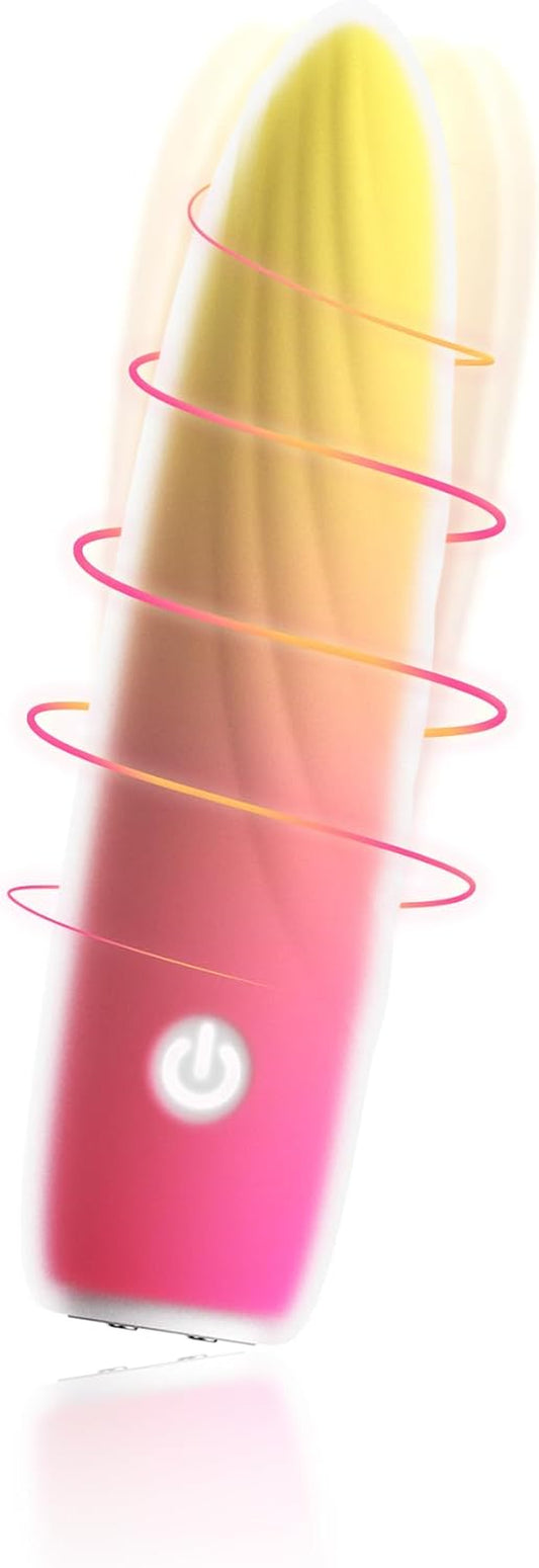 G Spot Bullet Vibrator for Women, Portable Mini Pocket Vagina Stimulator, Waterproof Adult Sex Toy with 10 Vibrating Modes Full Silicone Rechargeable, Rose Red Yellow