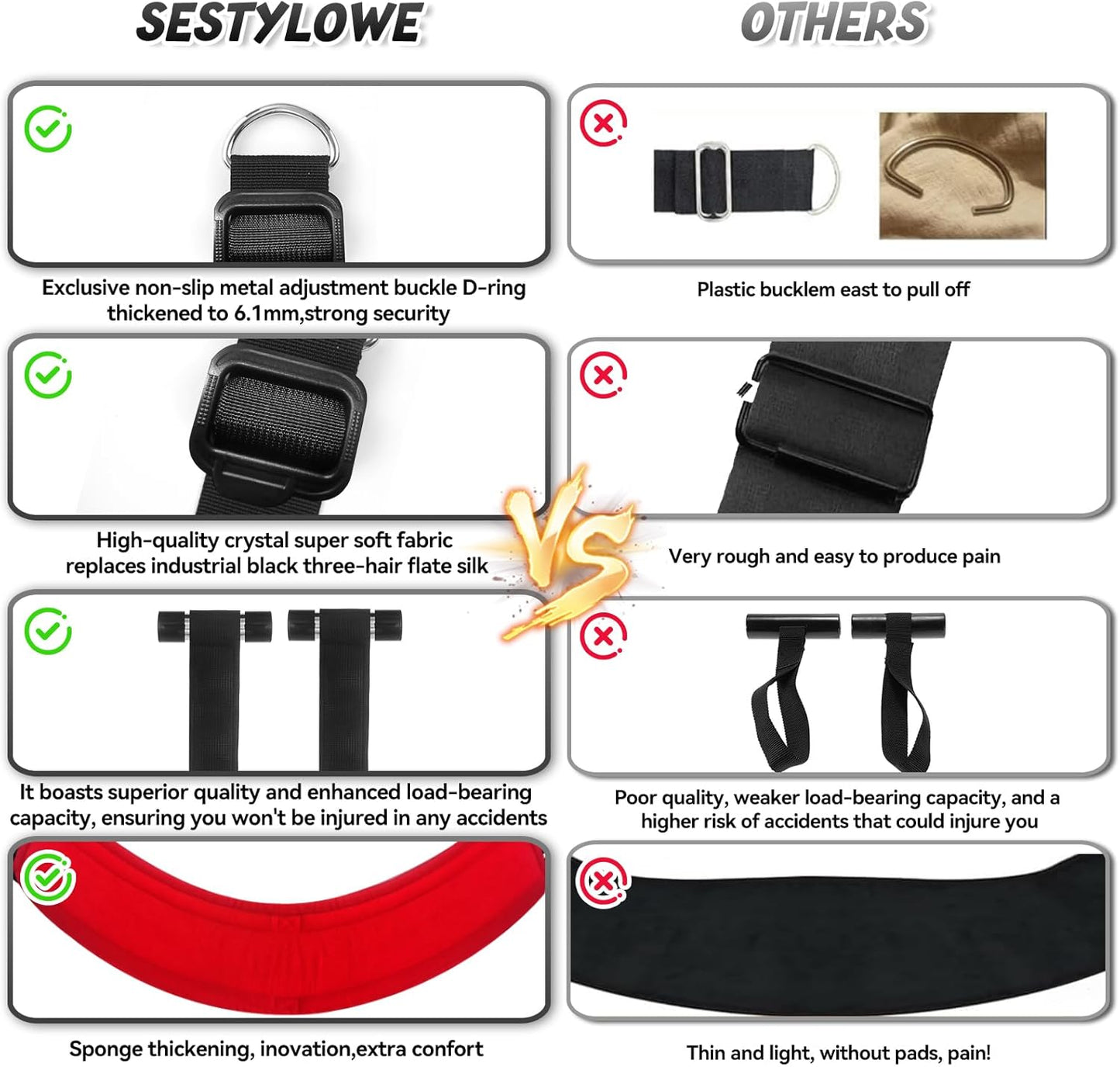 ScarletComfort Door Sex Swing Adjustable Cushioned - SinfulX - 