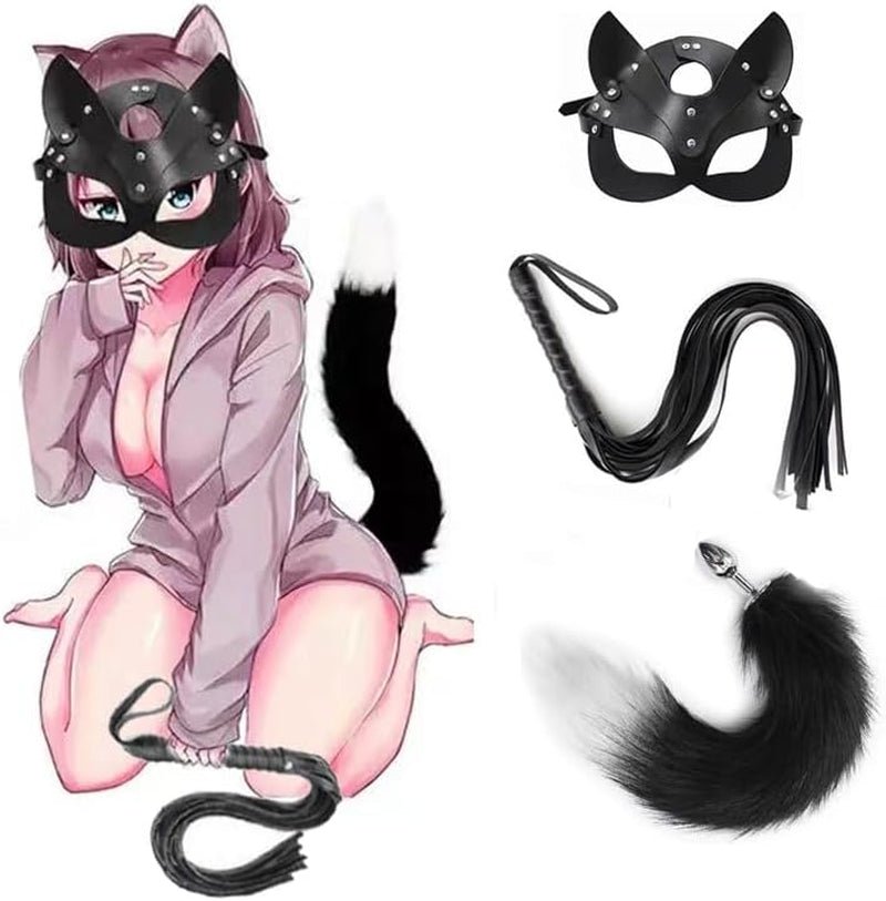 FeralFox Fox Tail Plug Mask Whip BDSM Set - SinfulX - 