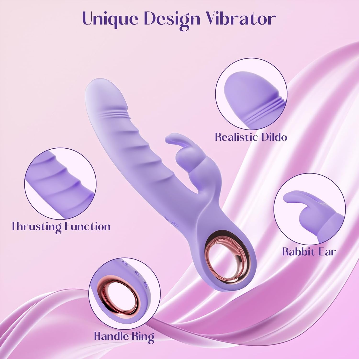 Thrusting Dildo Vibrator Adult Toys - Rabbit Vibrator Dildos with 7 Thrusting & Rabbit & Vibration Modes - Independent Control Sex Toys with Multiple Stimulation, G Spot Vibrator for Women