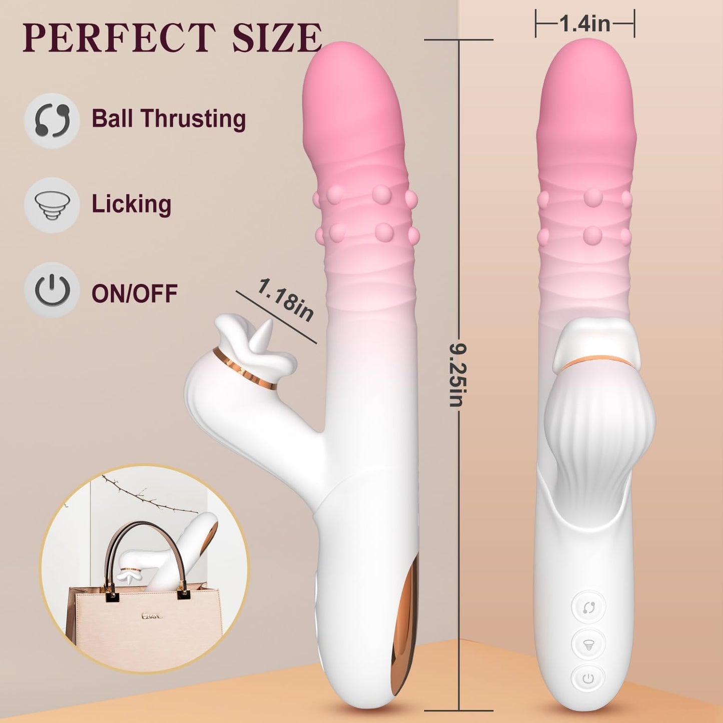 Thrusting Vibrator Dildo for Women, Thrusting Dildo G Spot Vibrator Adult Toys with Tongue Thrusting Rechargeable Rabbit Vibrators Adult Sex Toys for Women