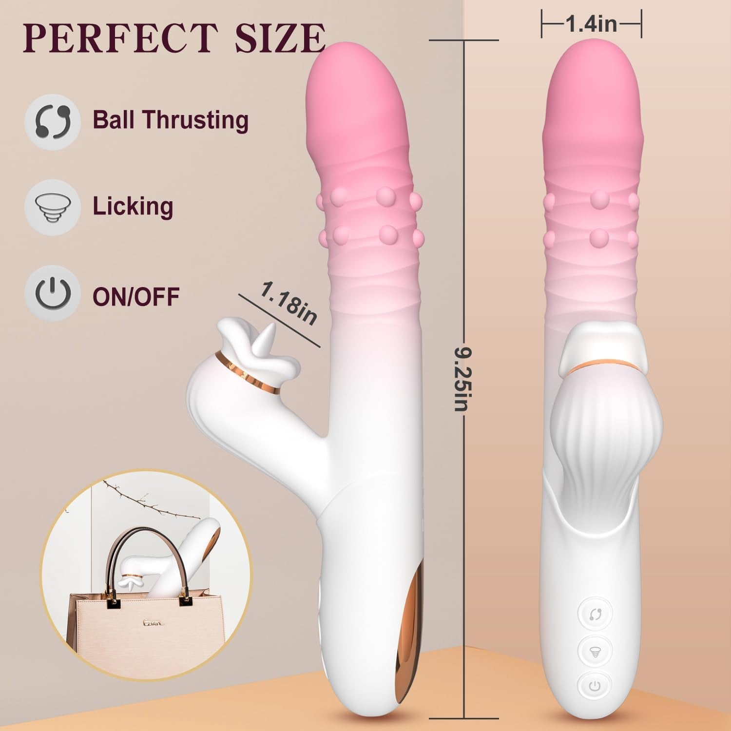 Thrusting Vibrator Dildo for Women, Thrusting Dildo G Spot Vibrator Adult Toys with Tongue Thrusting Rechargeable Rabbit Vibrators Adult Sex Toys for Women