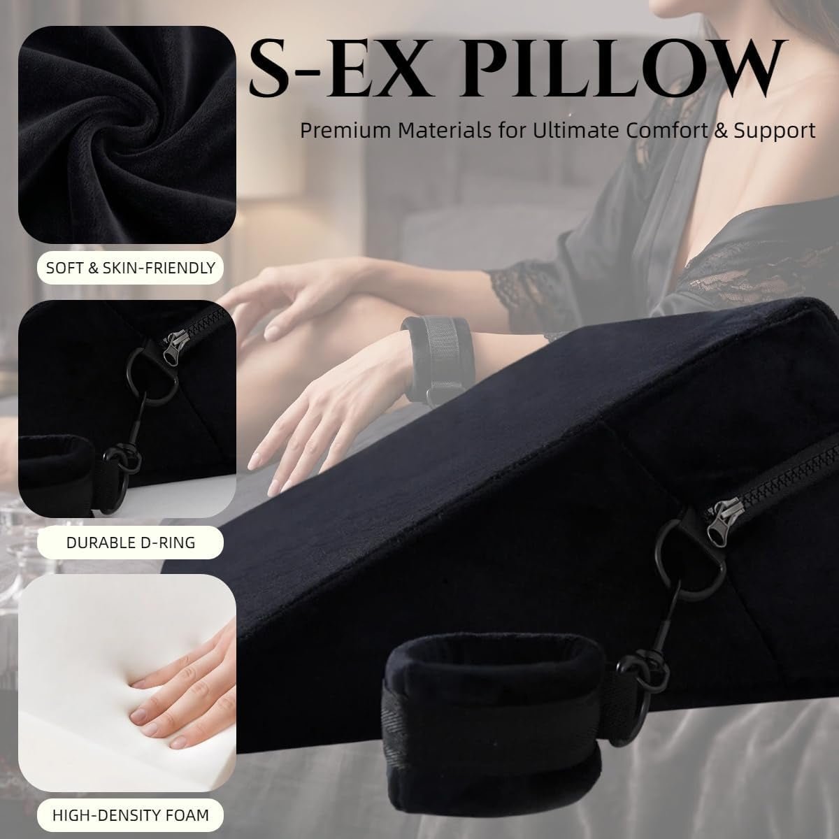 VelvetBind Sex Position Pillow & Bondage Cuffs Kit - SinfulX -