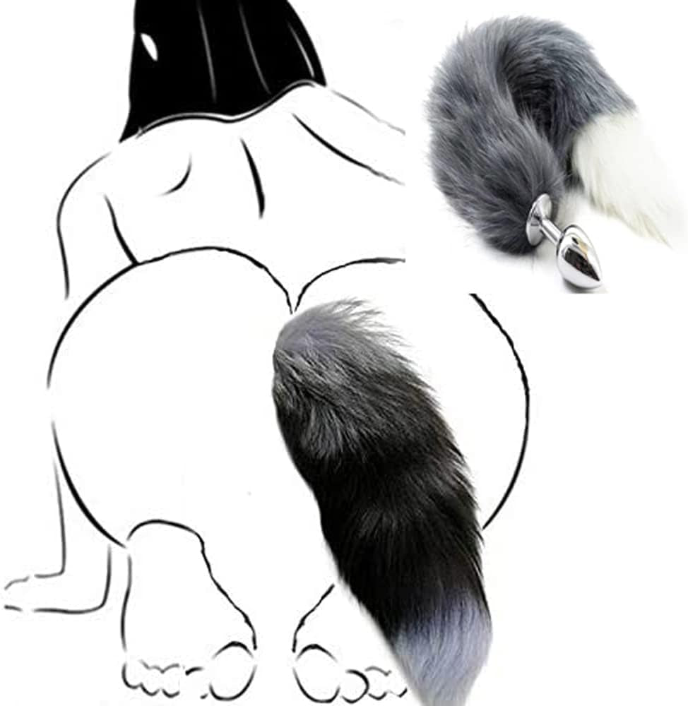 SilverFrost Small Steel Tail Butt Plug Gray White - SinfulX - 