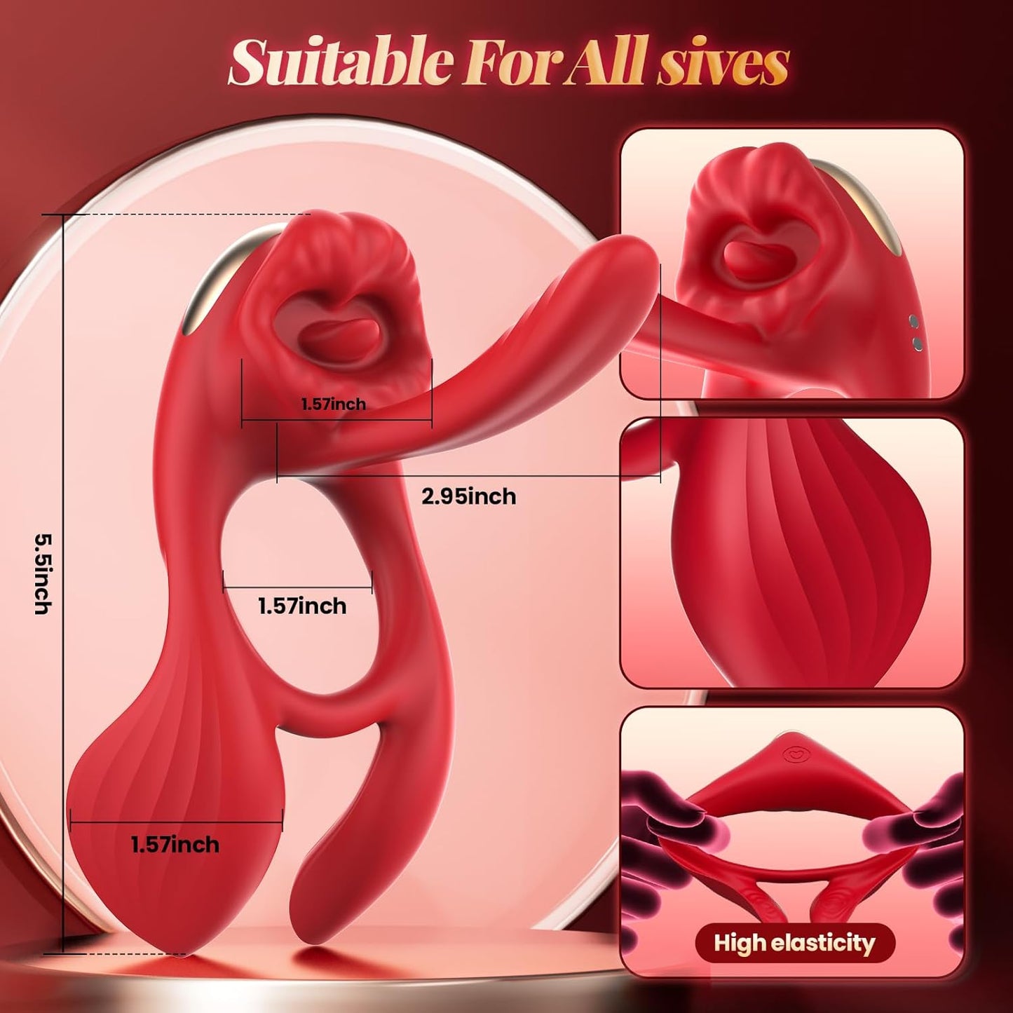 QuadWave 4 Motor Cock Ring Clit Stimulator 7 Modes Silicone - SinfulX - Personal Care > Sexual Wellness > Couples Cock Ring