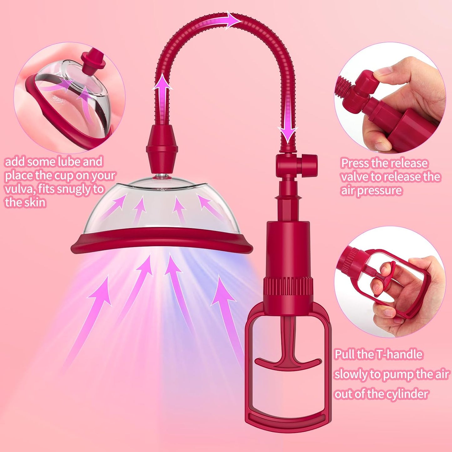 Pussy Pump Sex Toys for Women, Vagina Pump Women Sex Toys, Manual Vacuum Clit Pump Increased Sensitivity Powerful Suction Stimulate Clitoris Enhances Sexual Pleasure Tools for Women Red