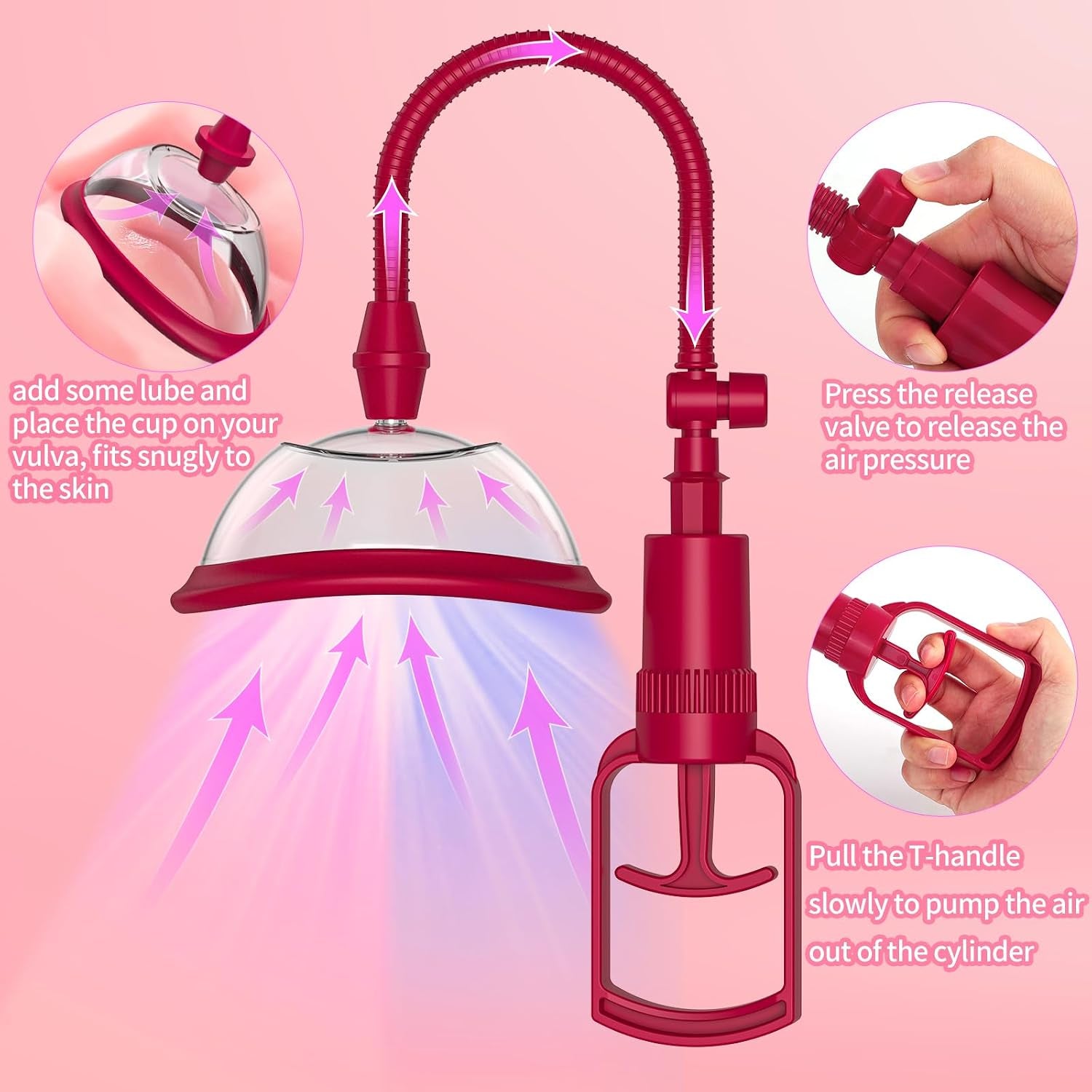 Pussy Pump Sex Toys for Women, Vagina Pump Women Sex Toys, Manual Vacuum Clit Pump Increased Sensitivity Powerful Suction Stimulate Clitoris Enhances Sexual Pleasure Tools for Women Red