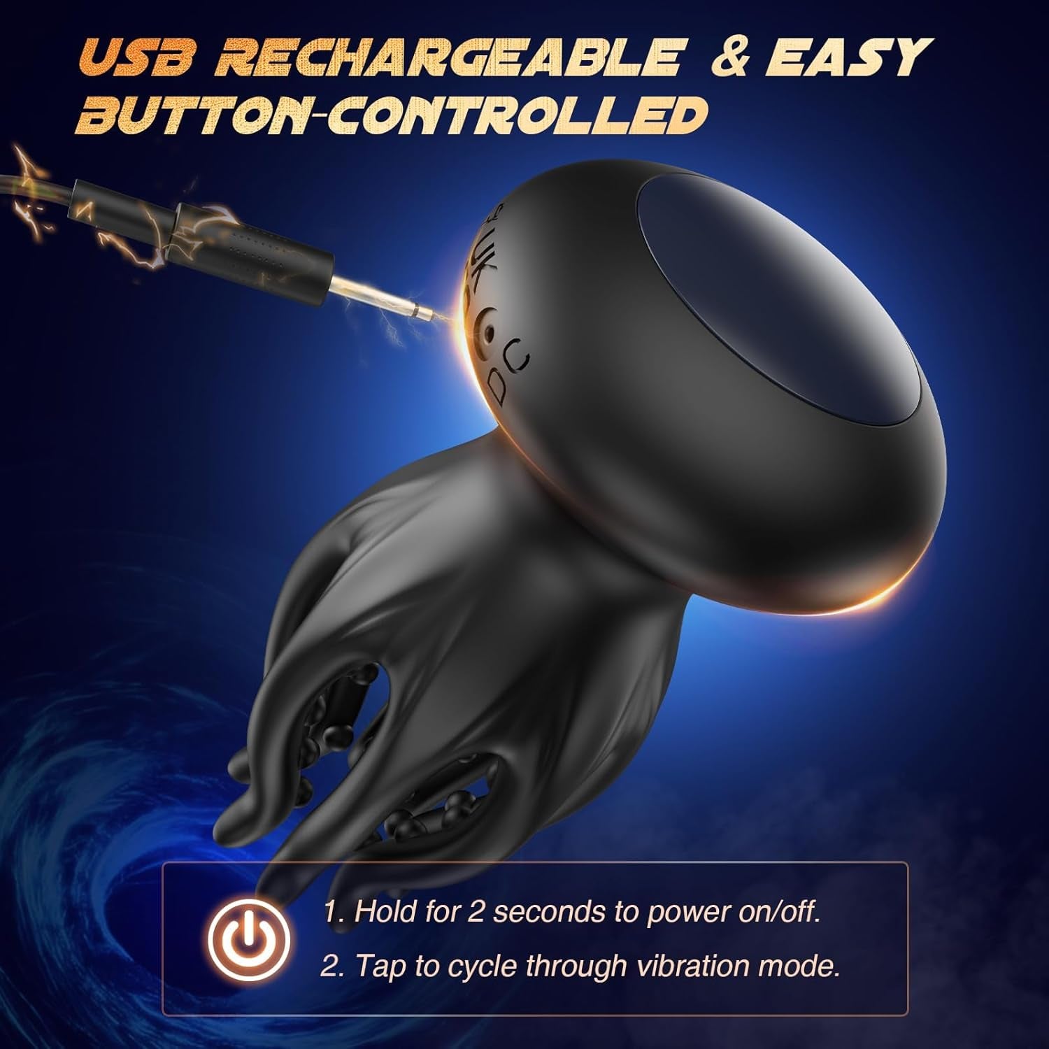 Male Sex Toys for Men Tentacle Shaped Penis Vibrator - Male Masturbator Couples Sex Toy with 10 Vibrating 360° Wrapping for Glans Clit Nipple Stimulation, Handheld Adult Toys for Men Women - SinfulX - 