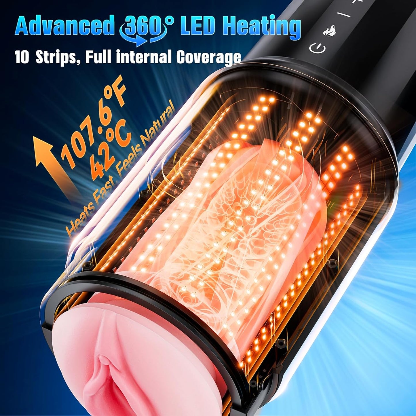 Male Masturbator Sex Toys for Men - AI & APP Control Thrusting Male Stroker with 360° Heating, 5 - Speed Smooth Motion Adult Men Sex Toy, Silent Brushless Motor, Pocket Pussy Sleeve & Phone Mount - SinfulX - 