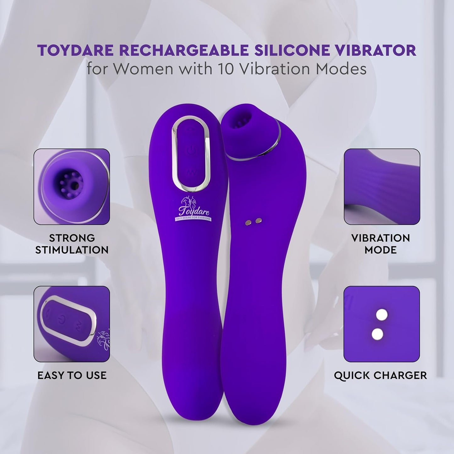 Adult Sex Toys Vibrator Wand Women, 2 in 1 Clitoral Stimulator G Spot Vibrator with 10 Powerful Licking & Vibrating Modes, Couples Sex Novelties Clit Female Vibrator (Women) - SinfulX - 